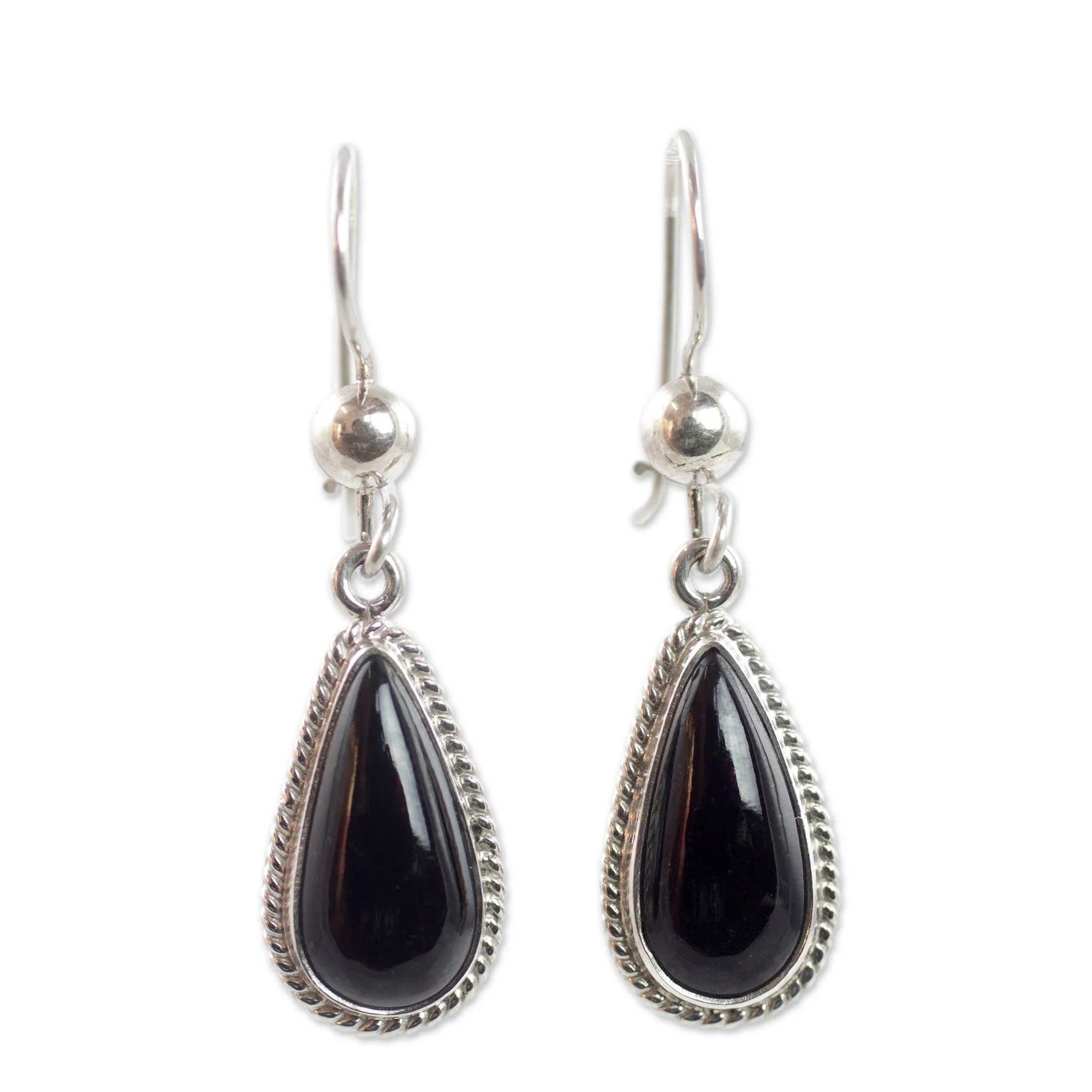 Jade Teardrop Sterling Silver Drop Earrings - Image 2