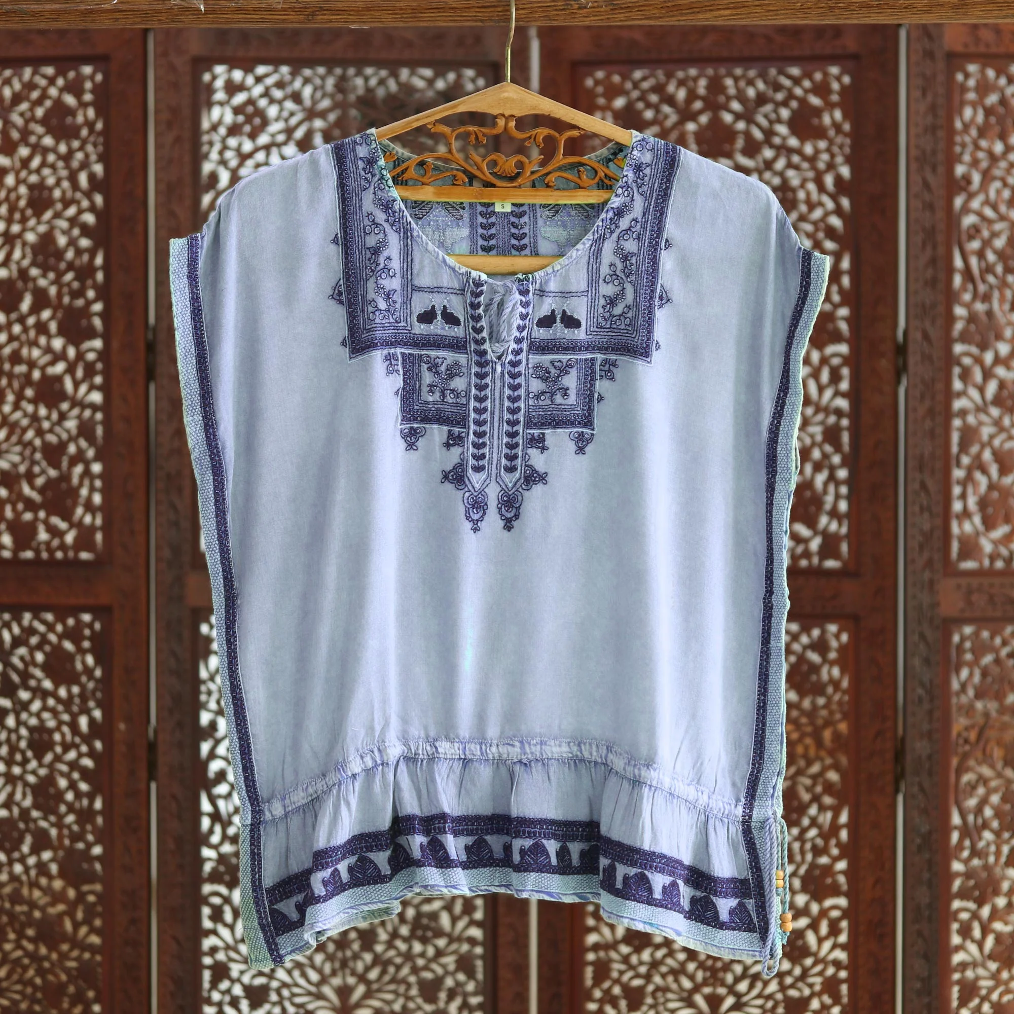 Jaipur Chic Light Blue Embroidered Viscose Blouse - Image 3