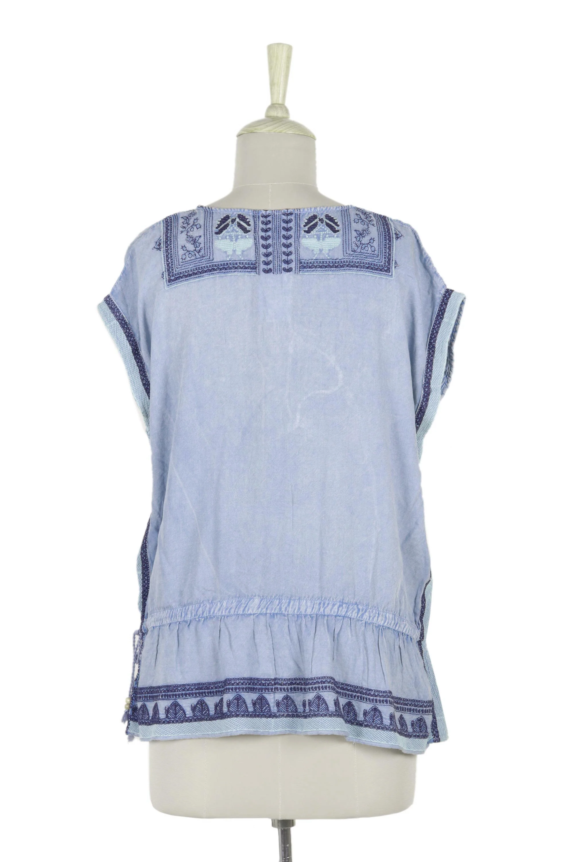 Jaipur Chic Light Blue Embroidered Viscose Blouse - Image 4