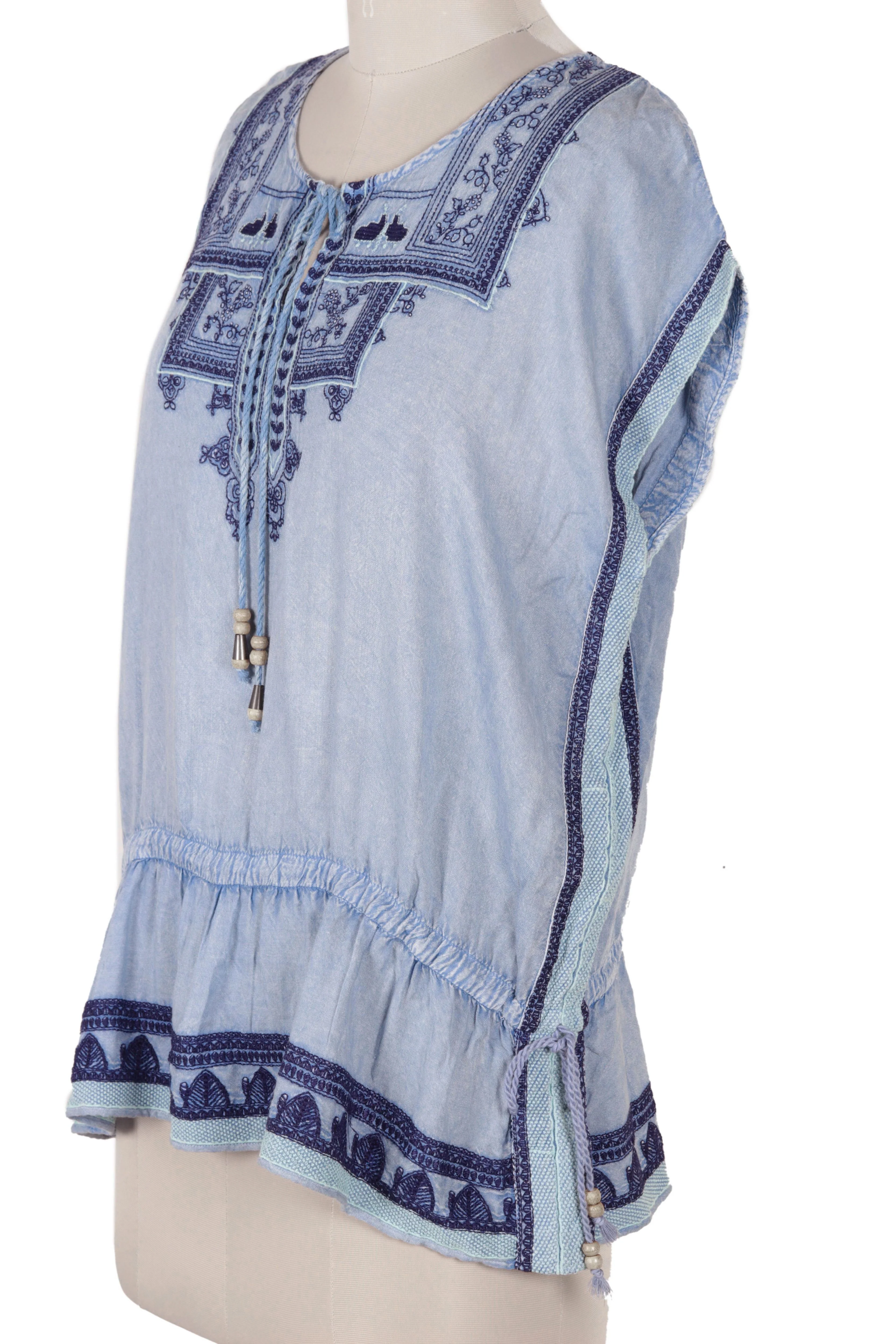 Jaipur Chic Light Blue Embroidered Viscose Blouse - Image 5