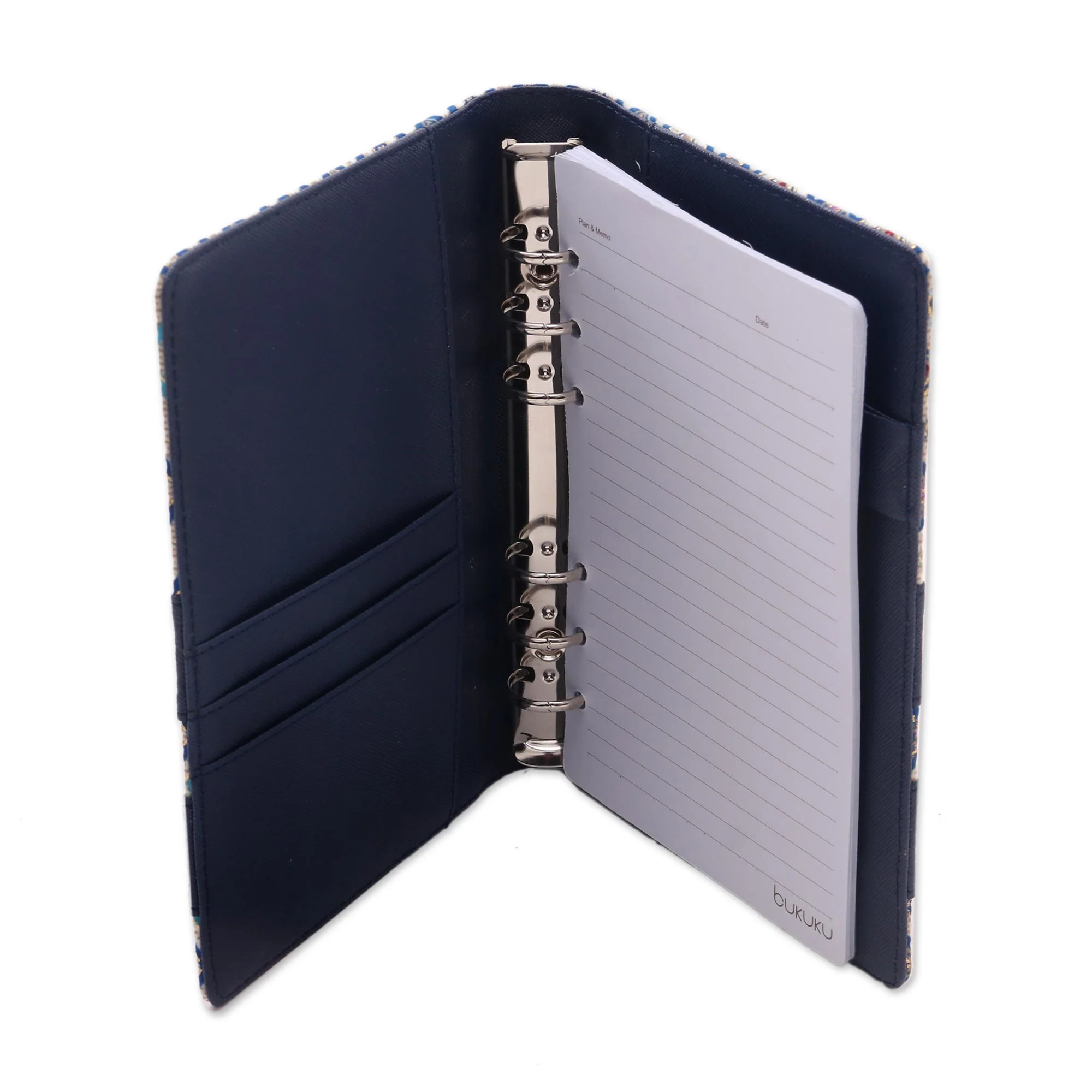 Jakarta Peacock Blue Faux Leather with Cotton Print Fifty-Page Planner - Image 5