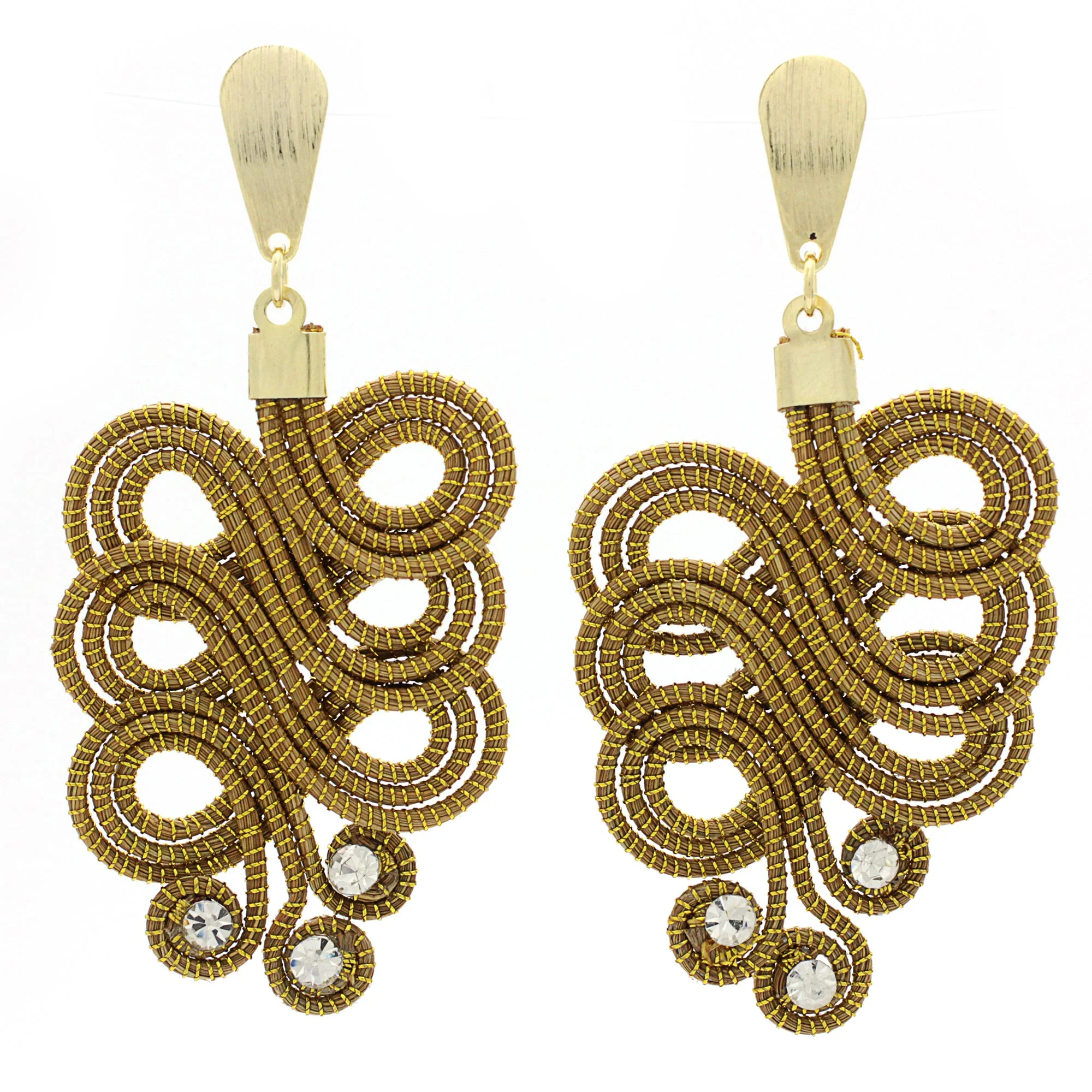 Jalapão Grandeur Golden Grass and 18k Gold Plate Artisan Crafted Earrings - Image 2