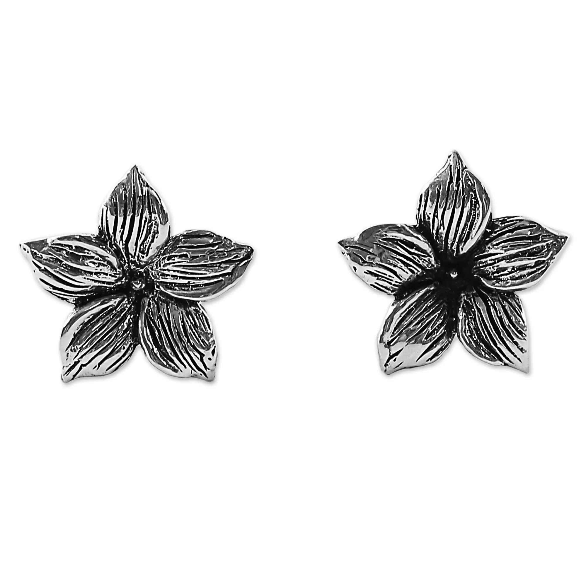 Jasmine Blossoms Sterling Silver Stud Earrings Floral Shape from Thailand - Image 2