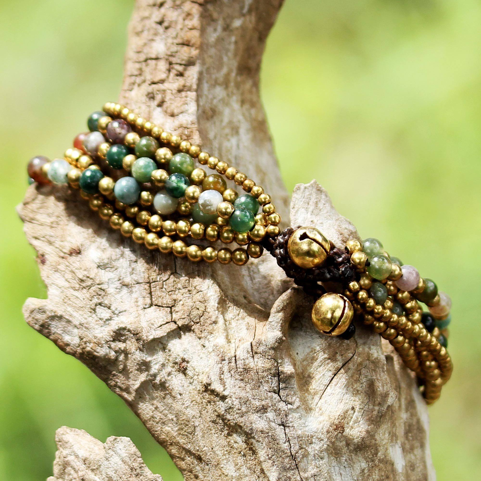 Jasper Brass Multi-Strand Beaded Bracelet - Image 3