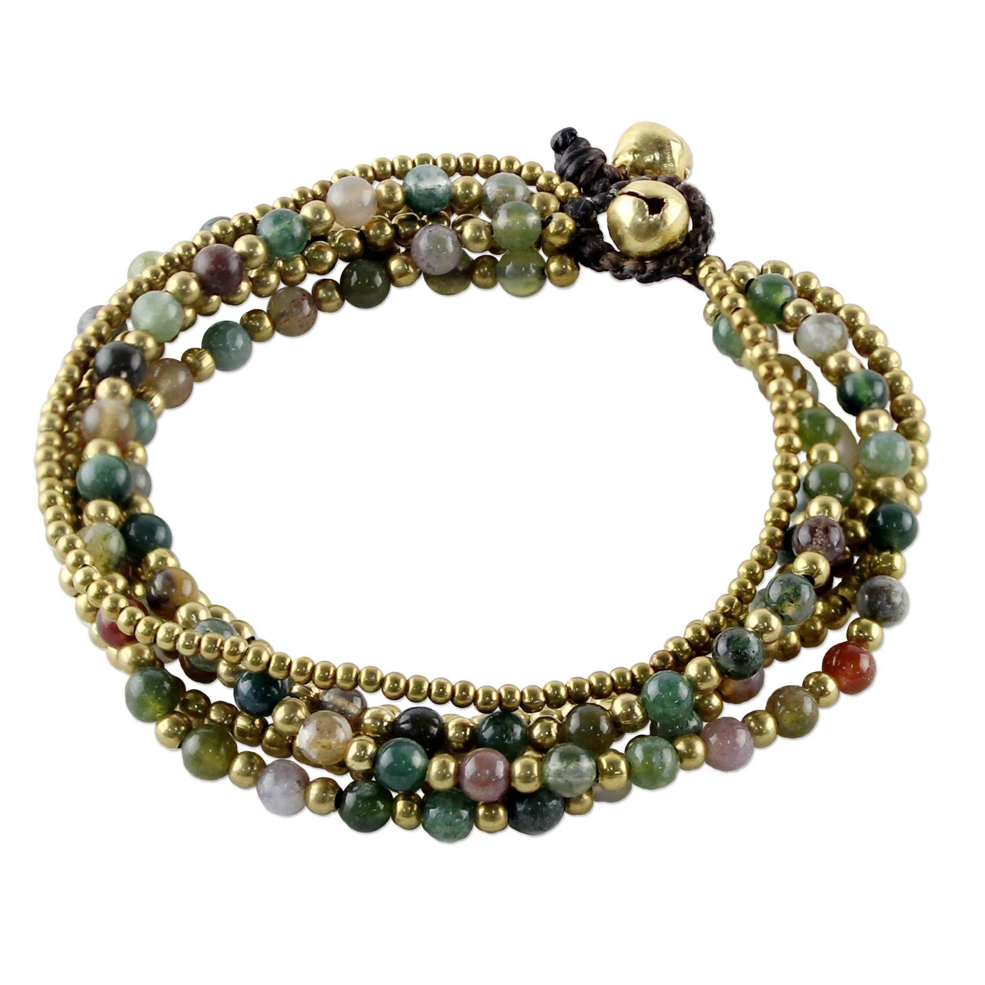 Jasper Brass Multi-Strand Beaded Bracelet - Image 4