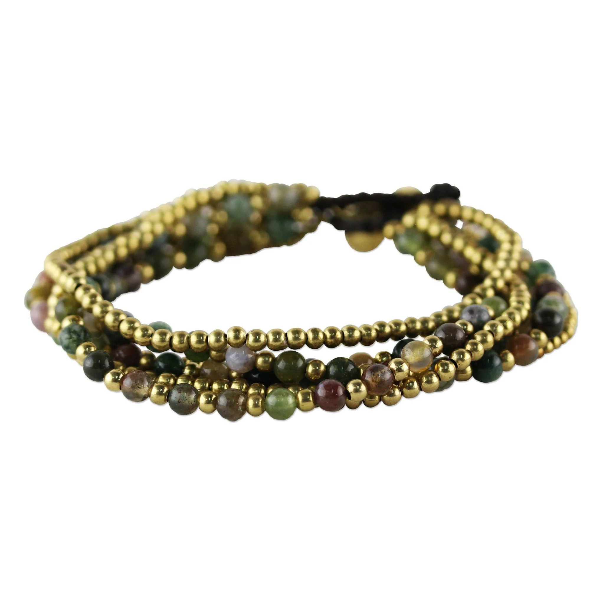 Jasper Brass Multi-Strand Beaded Bracelet - Image 5