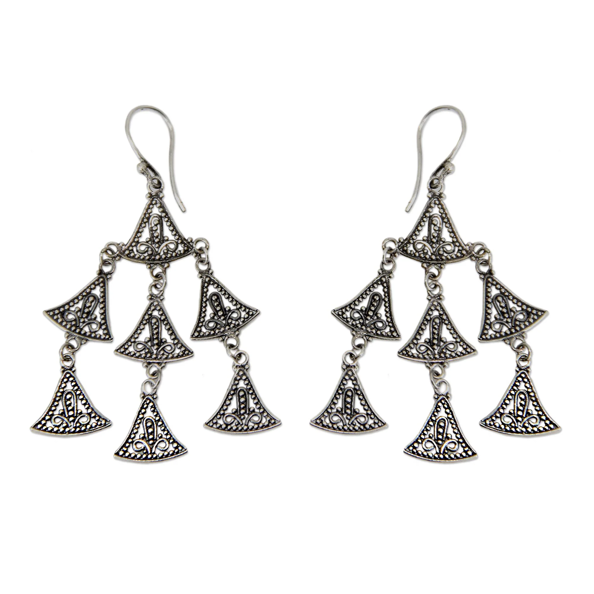 Java Belle Handmade Sterling Silver Chandelier Earrings - Image 2
