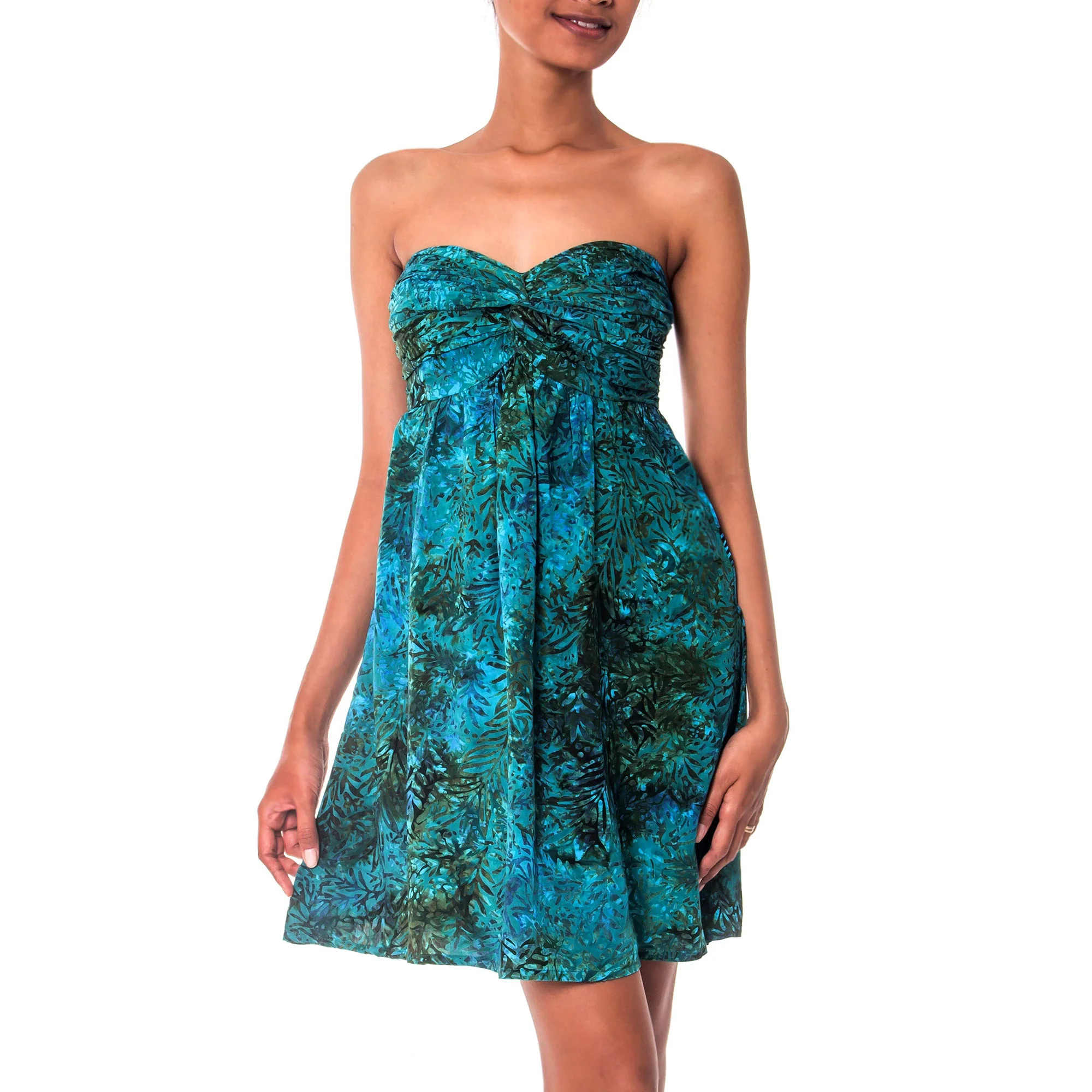 Java Emerald Batik Strapless Dress - Image 2