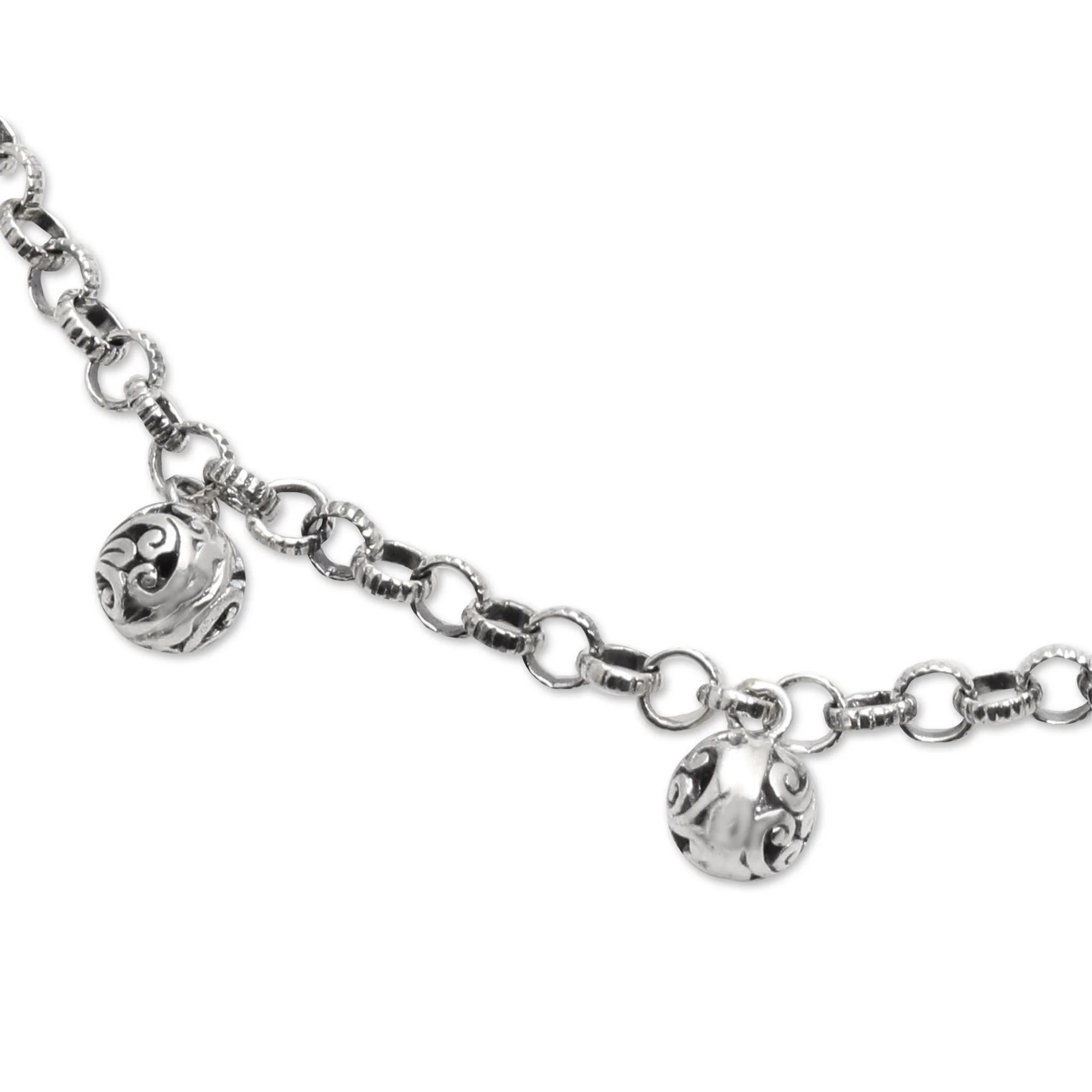 Java Grace Artisan Crafted Sterling Silver Charm Anklet - Image 4