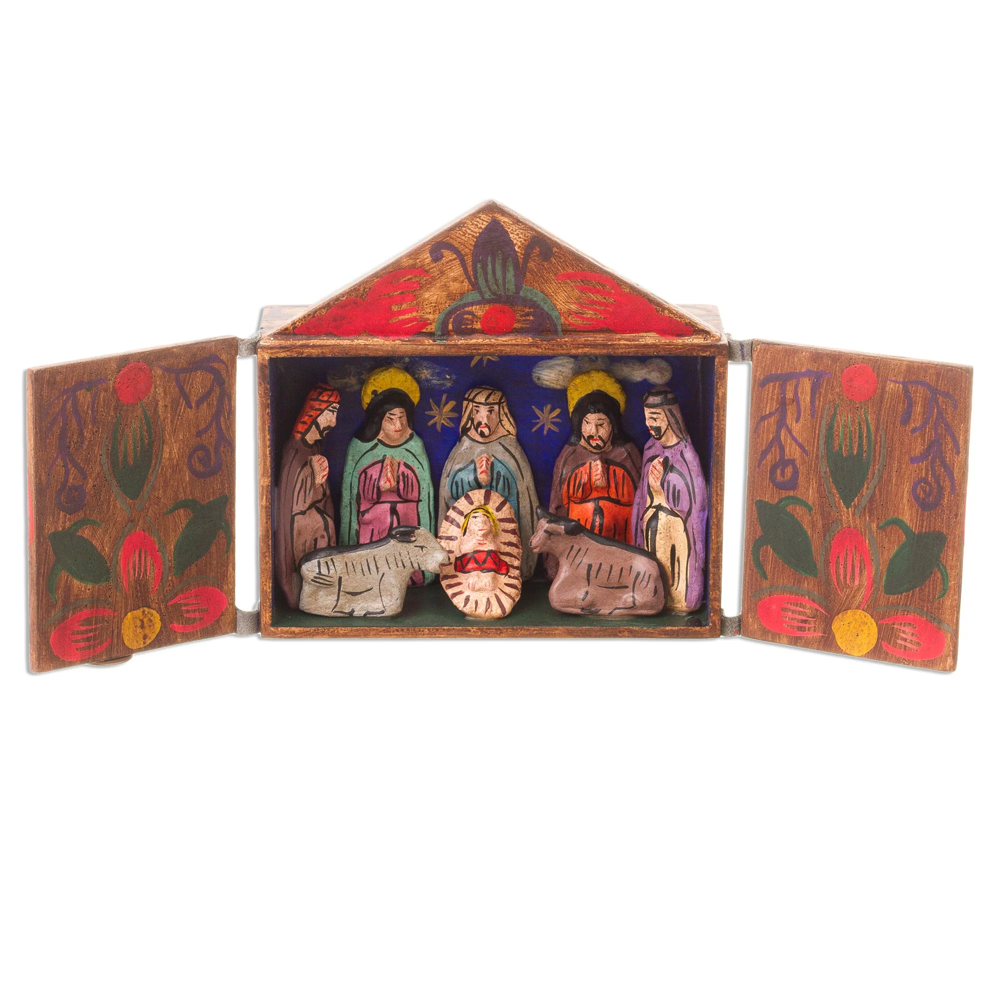 Jesus Spoke of Peace Fair Trade Nativity Scene Retablo Wood Sculpture - Image 2