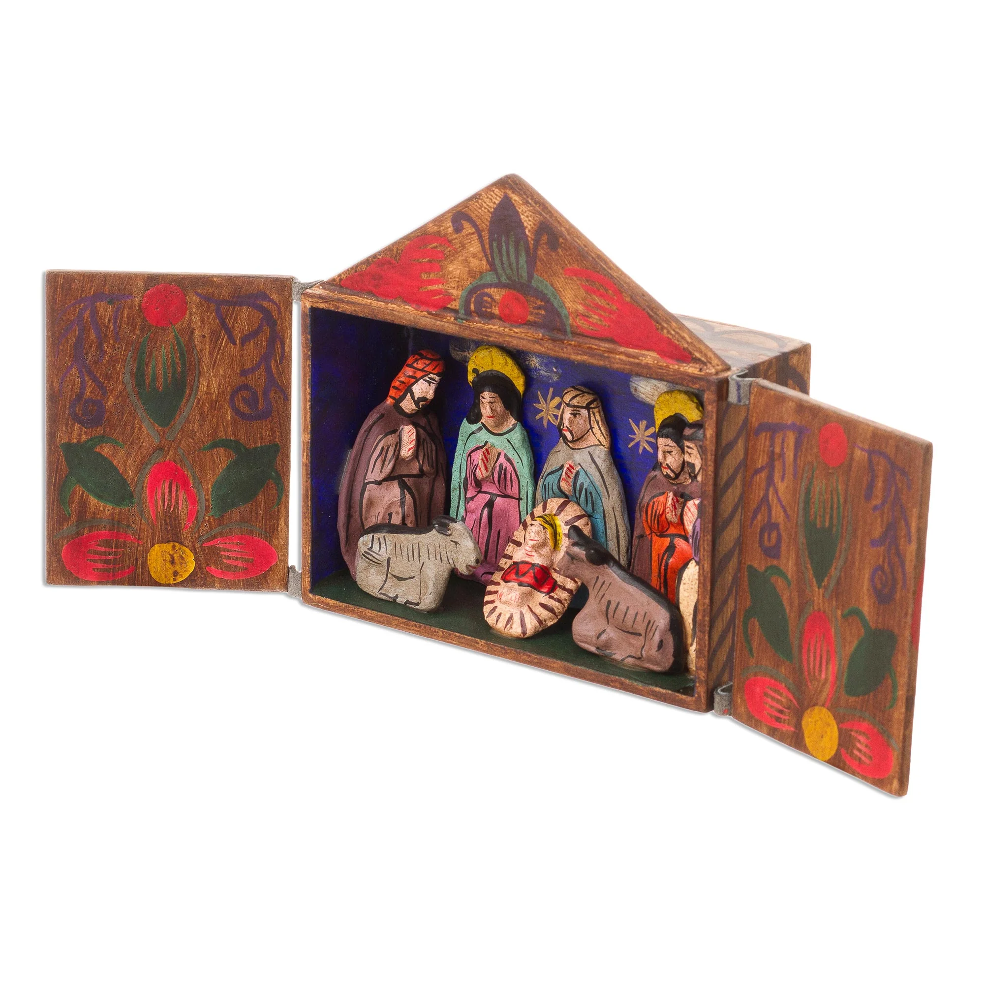 Jesus Spoke of Peace Fair Trade Nativity Scene Retablo Wood Sculpture - Image 4
