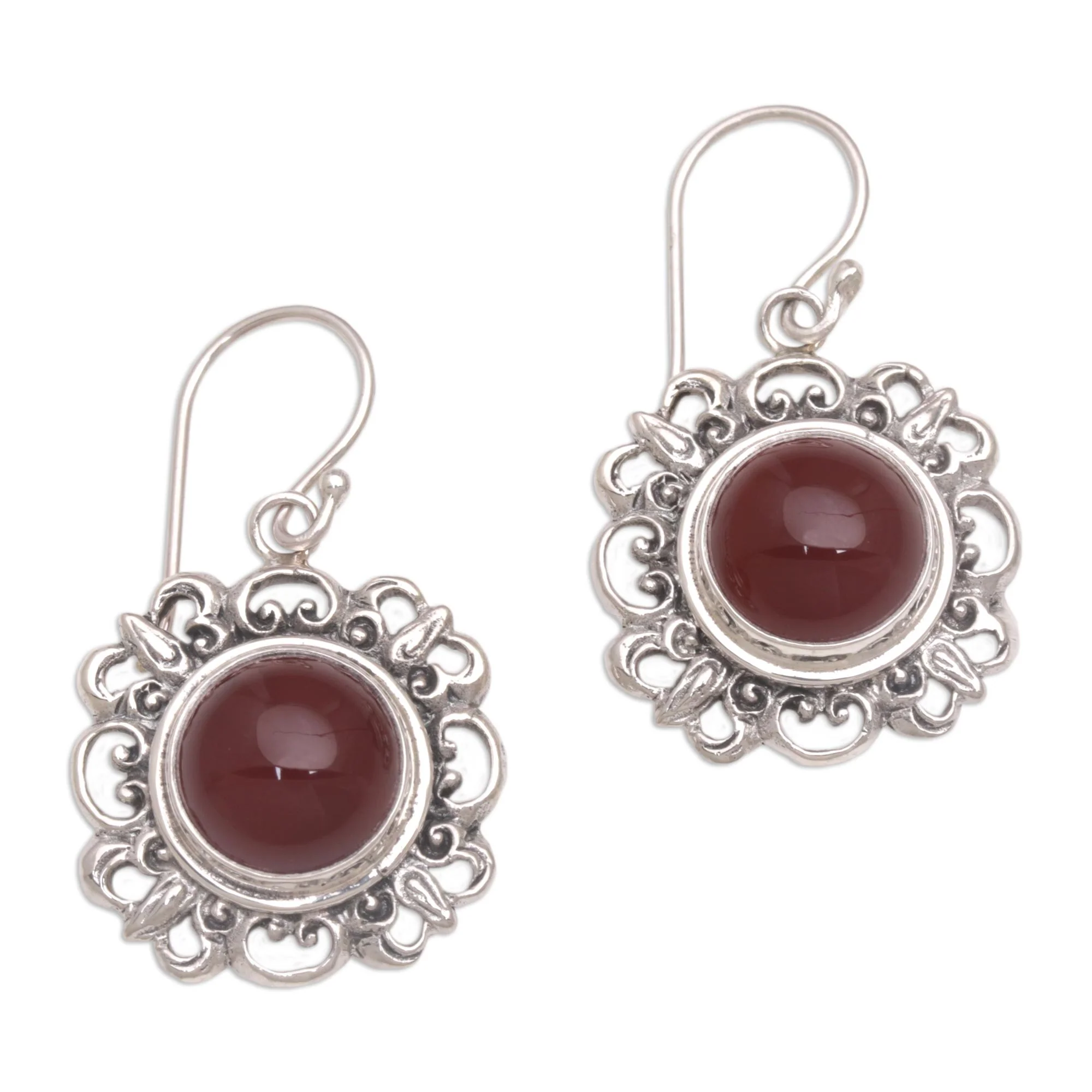 Jewel of Bali Carnelian and Sterling Silver Dangle Earrings from Indonesia - Image 2