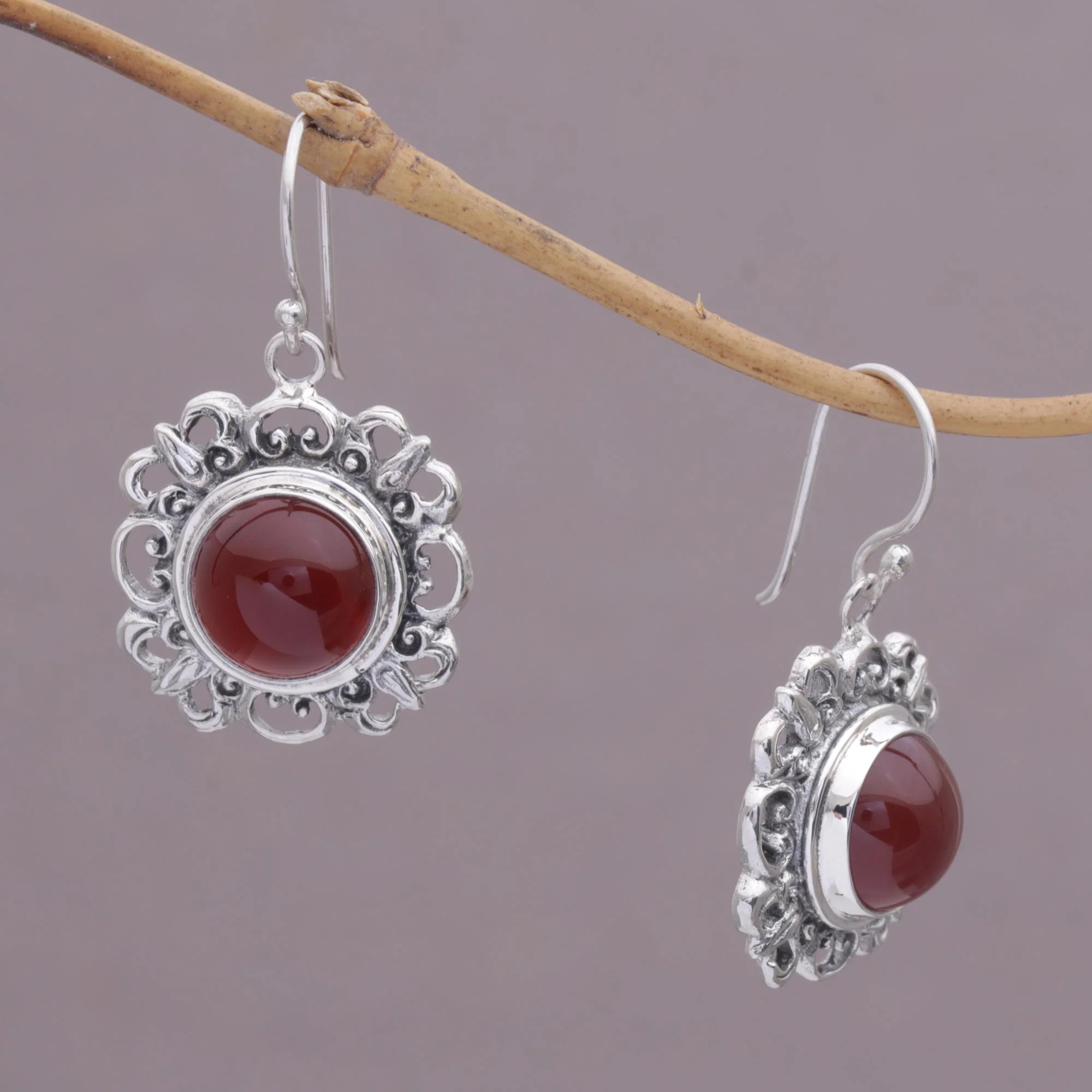Jewel of Bali Carnelian and Sterling Silver Dangle Earrings from Indonesia - Image 3