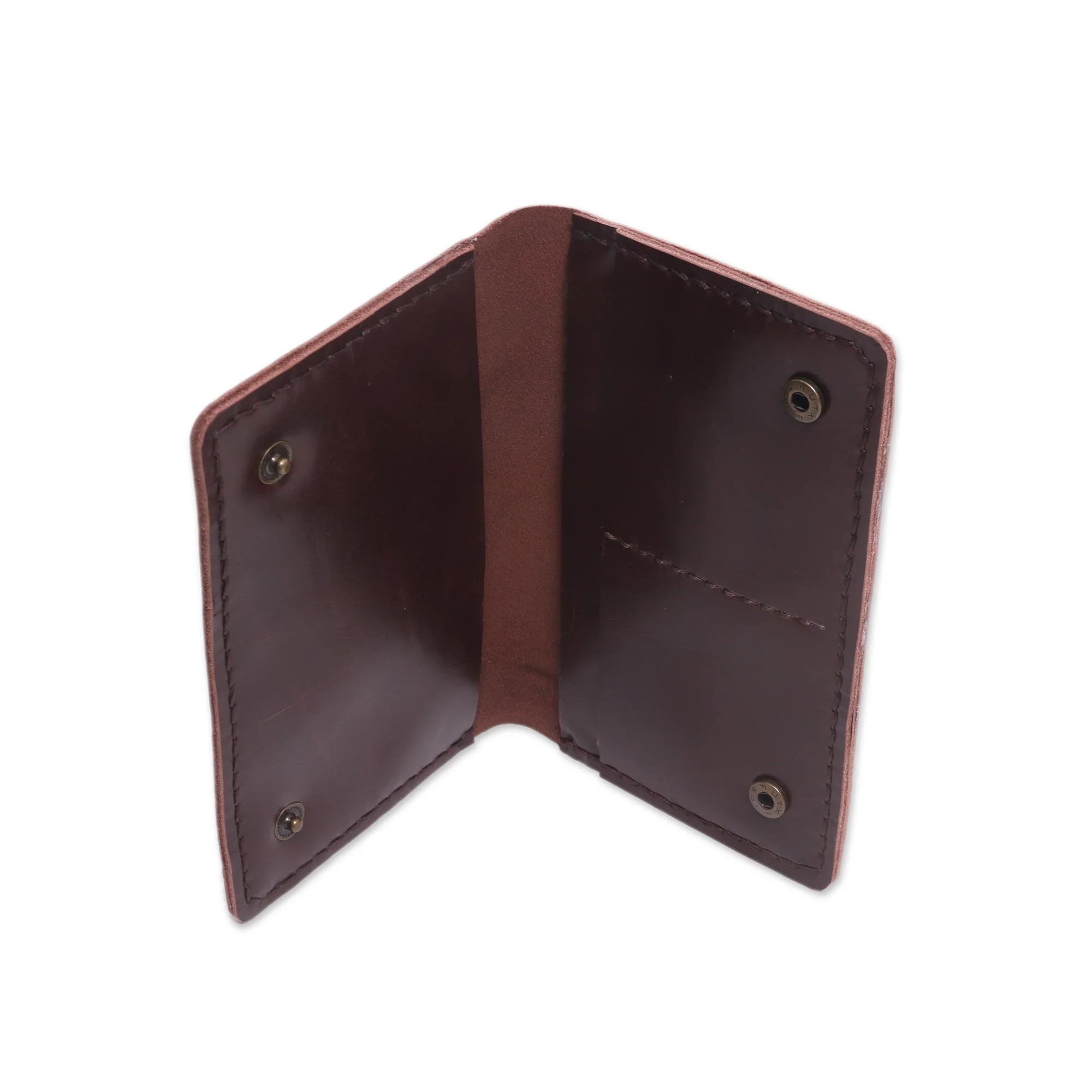 Journey Mate in Dark Brown Dark Brown Leather Snap Closure Bi-Fold Passport Wallet - Image 5