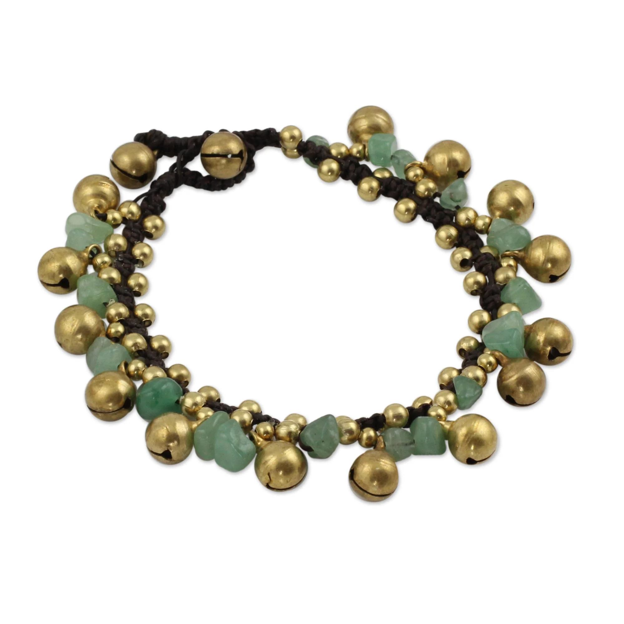 Joyous Bells Brass Beaded Aventurine Bracelet - Image 3