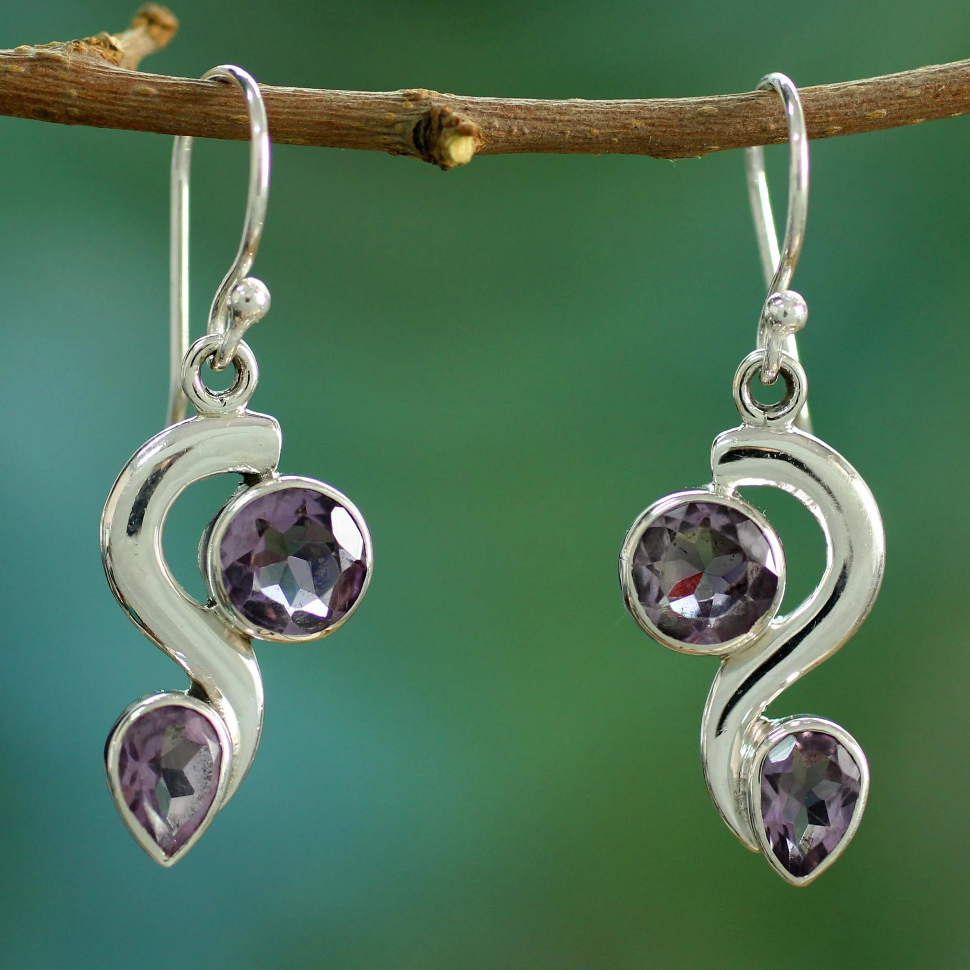 Jungle Enchantment Amethyst dangle earrings