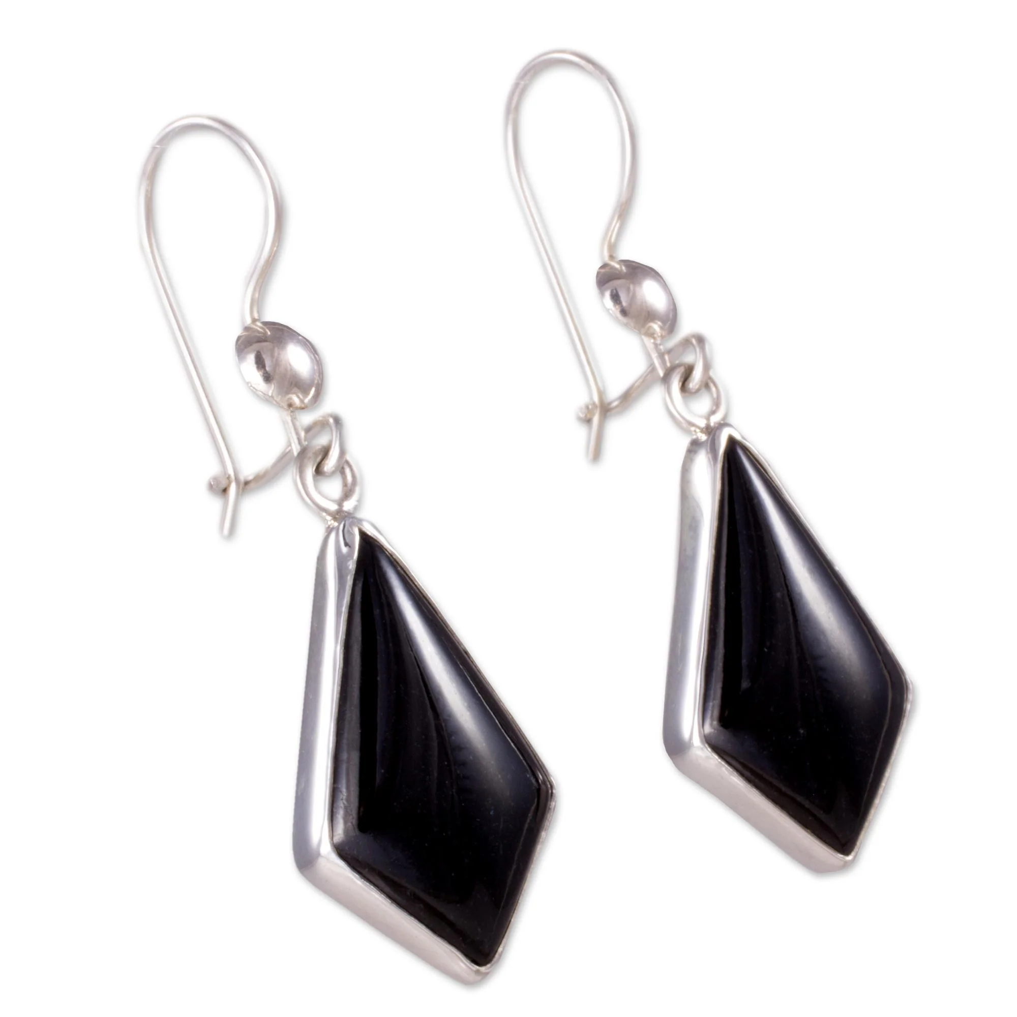 Jungle Pyramids Black Guatemalan Jade Earrings in Sterling Silver - Image 3