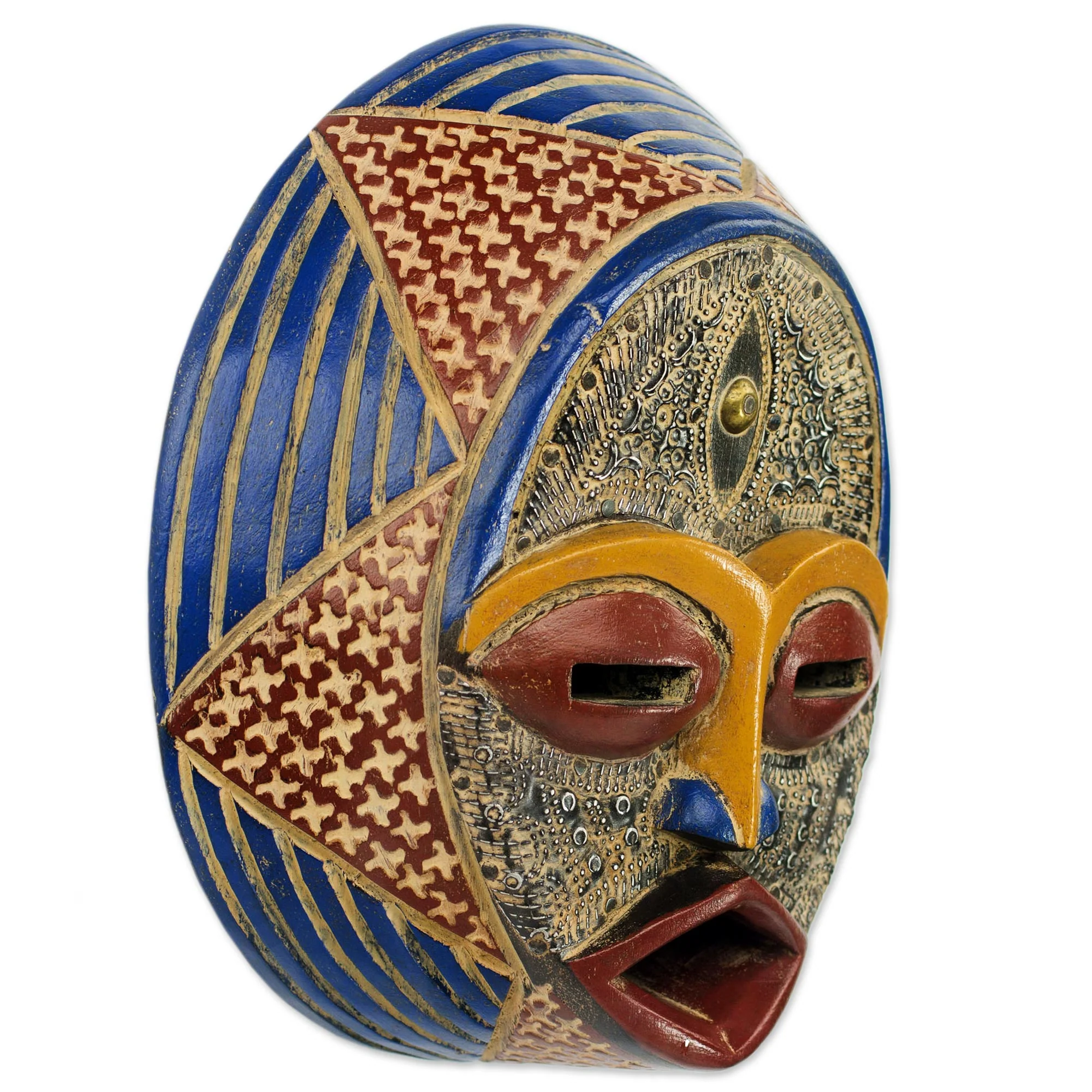 Kafuinam Ewe Culture African Wood Mask Handmade by Ghana Artisan - Image 3