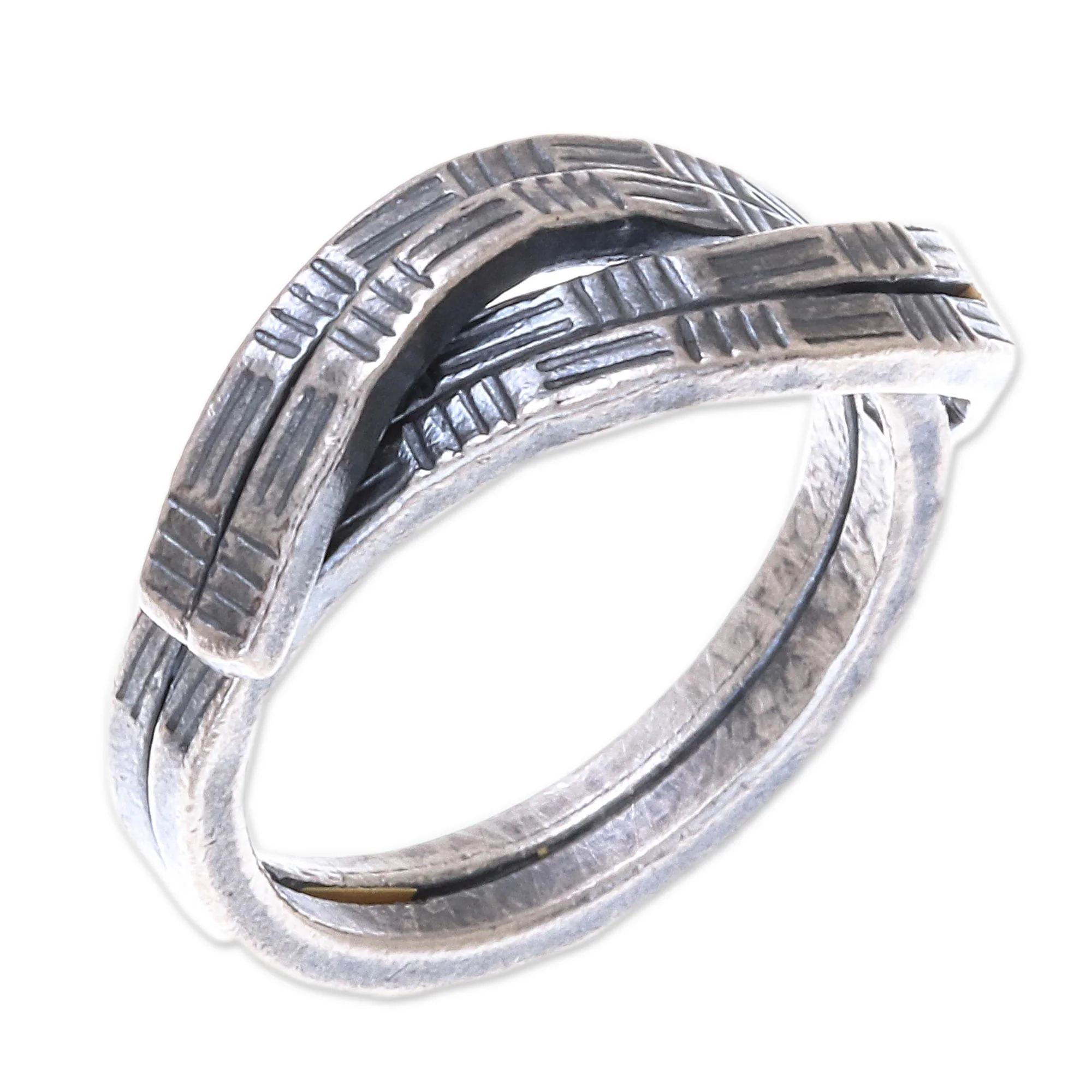 Karen Delight Oxidized Textured Karen Silver Wrap Ring from Thailand - Image 2