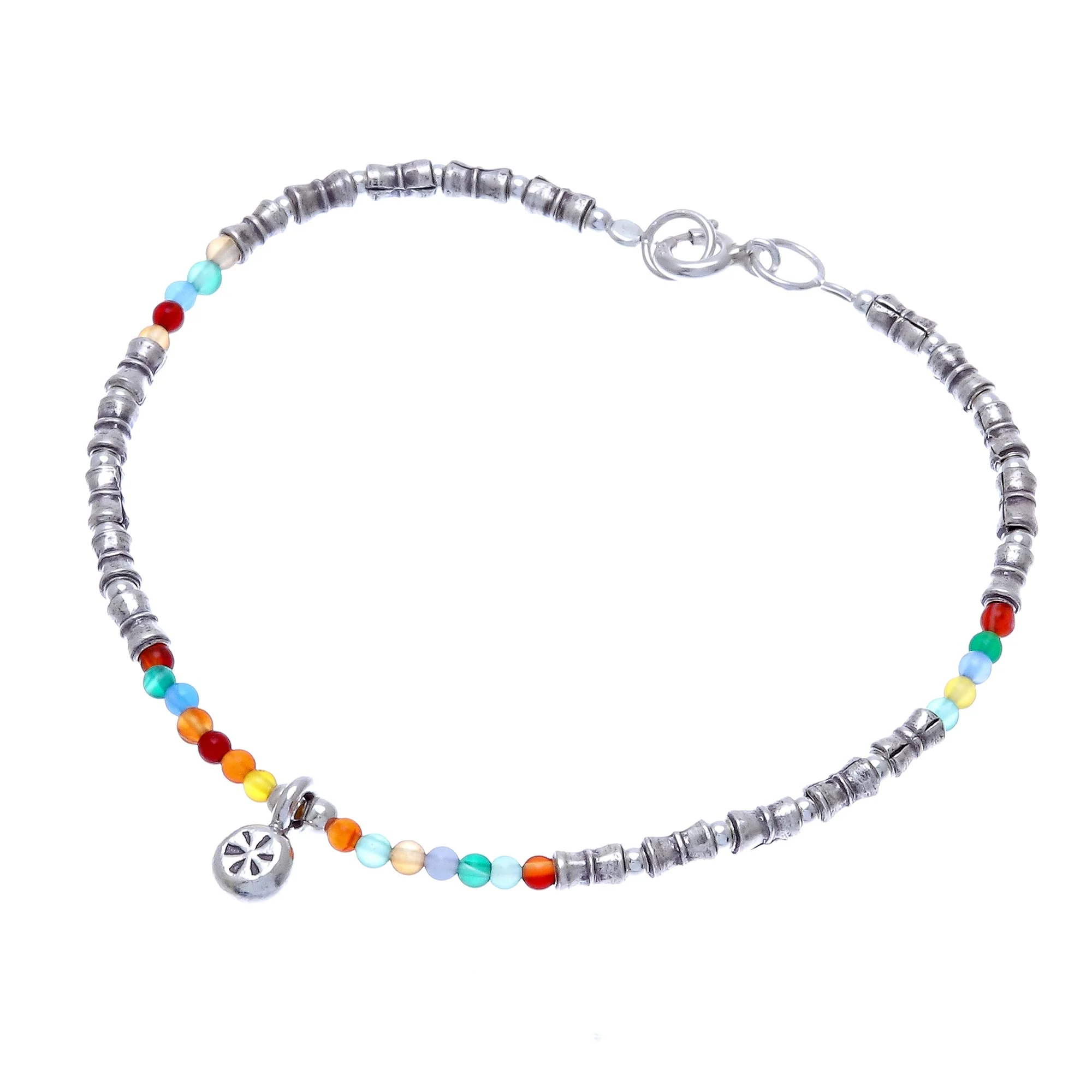 Karen Glee Karen Silver Chalcedony Beaded Bracelet from Thailand - Image 5