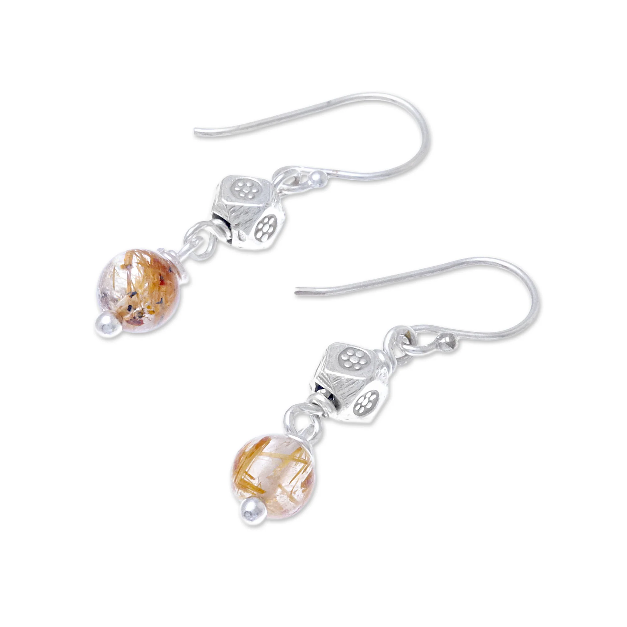 Karen Rapture Rutilated Quartz and Karen Silver Dangle Earrings - Image 4