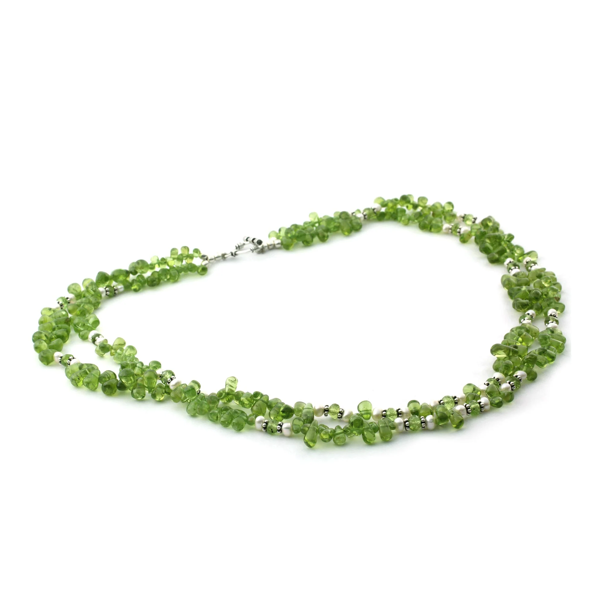 Kashmiri Meadow Peridot and pearl strand necklace - Image 3