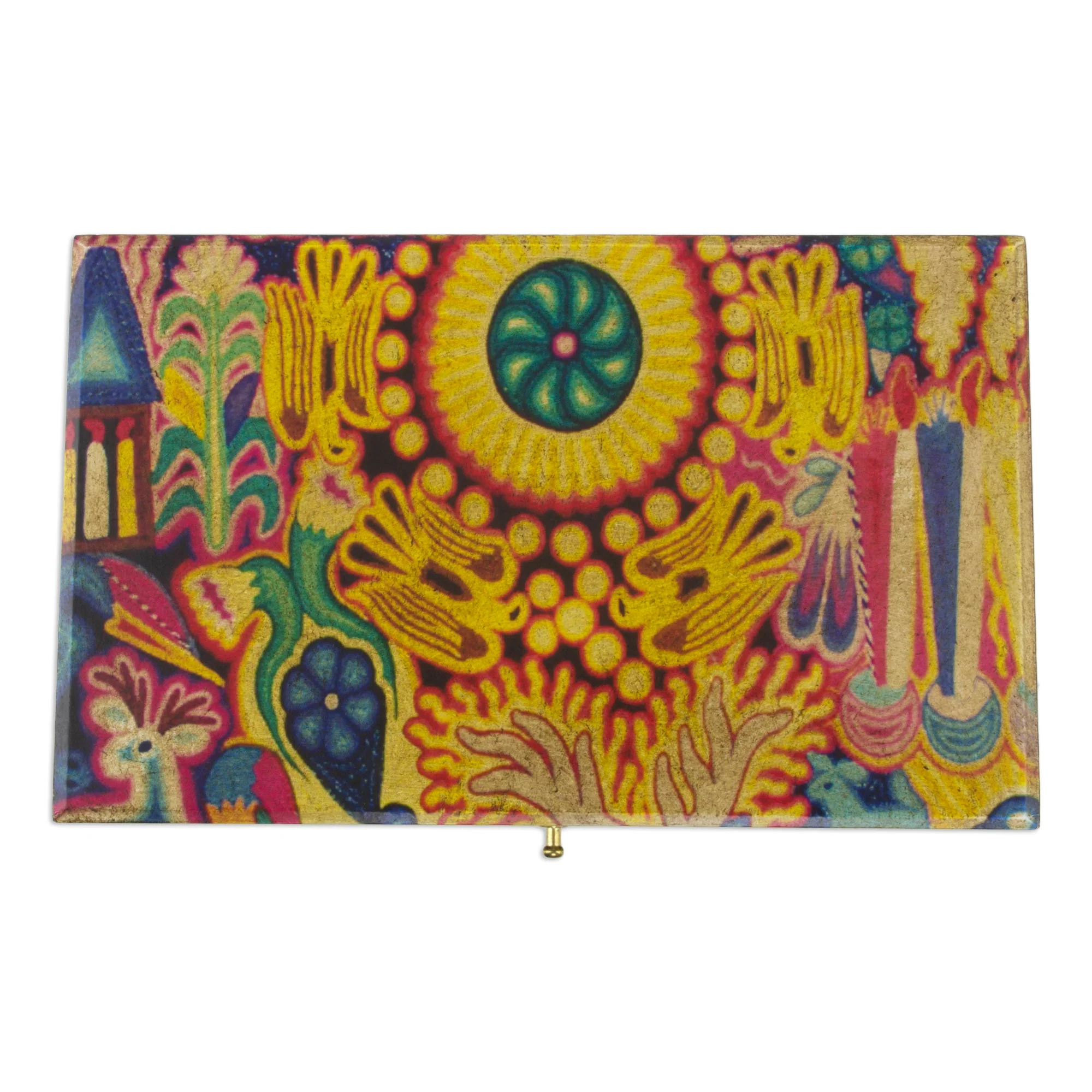 Kawuyumaire Guardian Huichol Deer on Decoupage Wood Jewelry Box - Image 5
