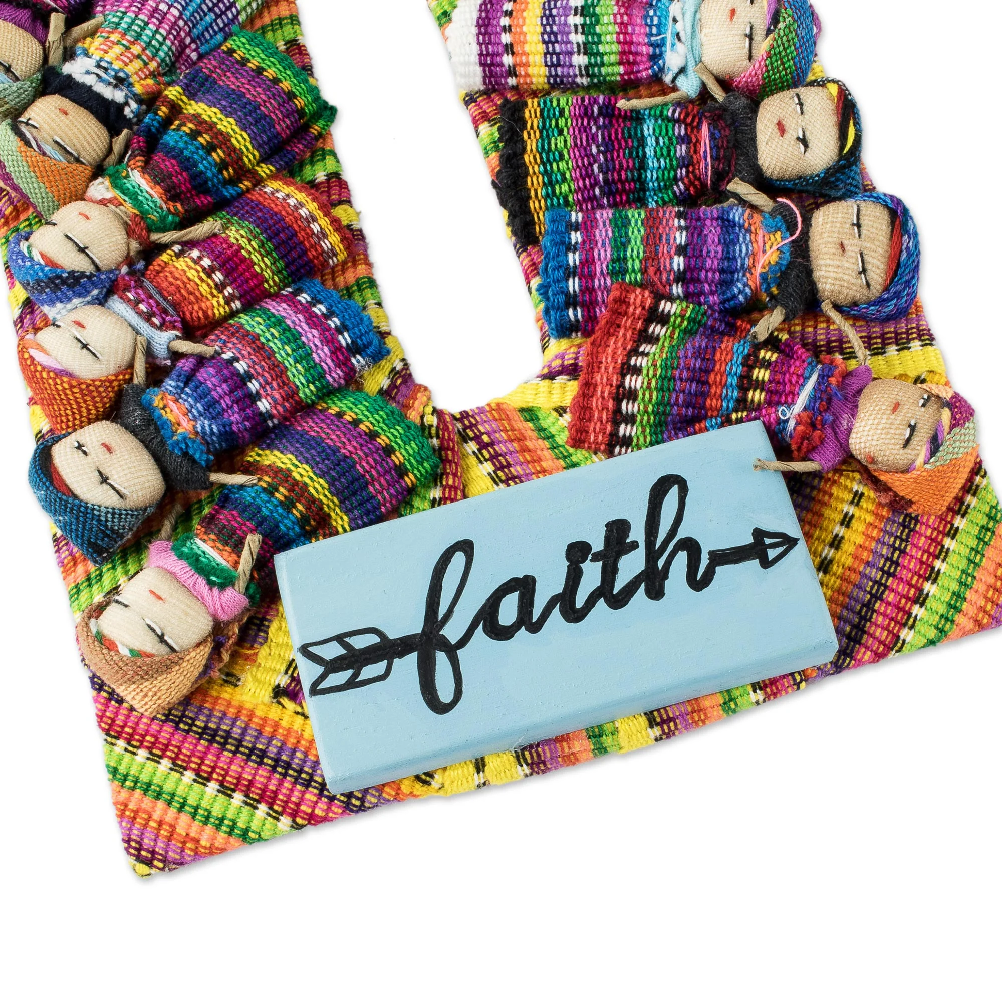 Keep the Faith Handmade Guatemalan Worry Doll Cross for Wall Display - Image 4