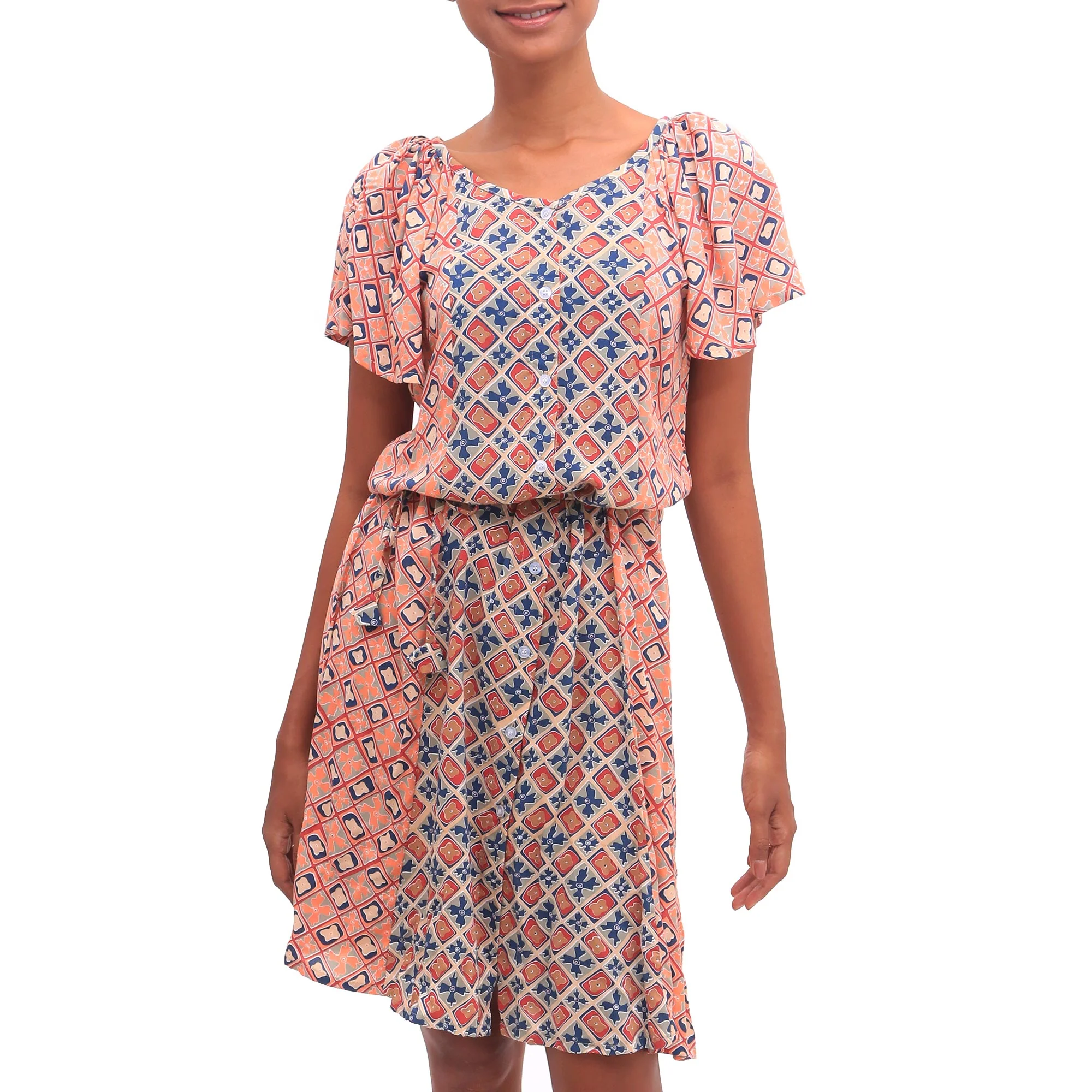 Kelud Crisscross Multicolor Rayon A-Line Dress - Image 2