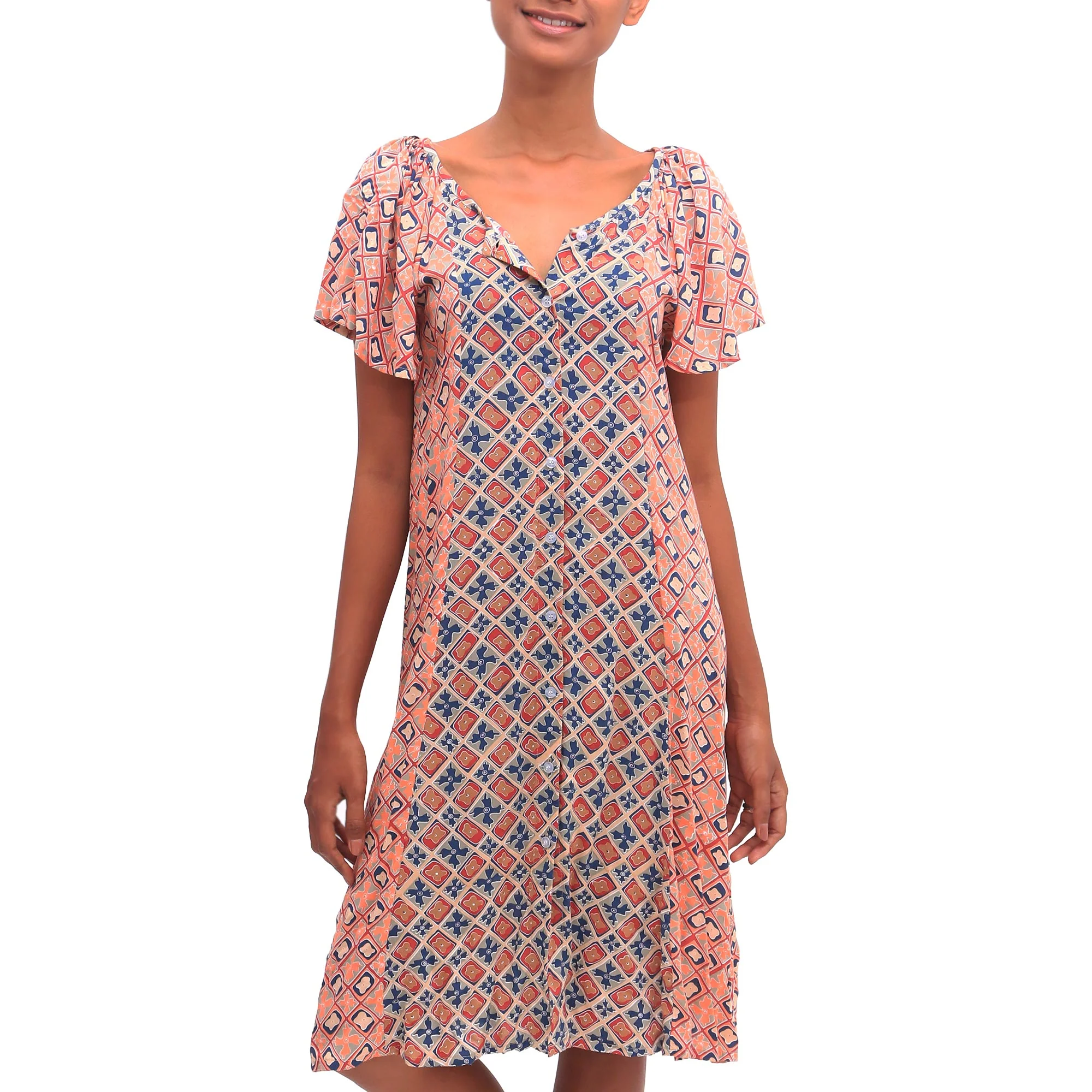 Kelud Crisscross Multicolor Rayon A-Line Dress - Image 3