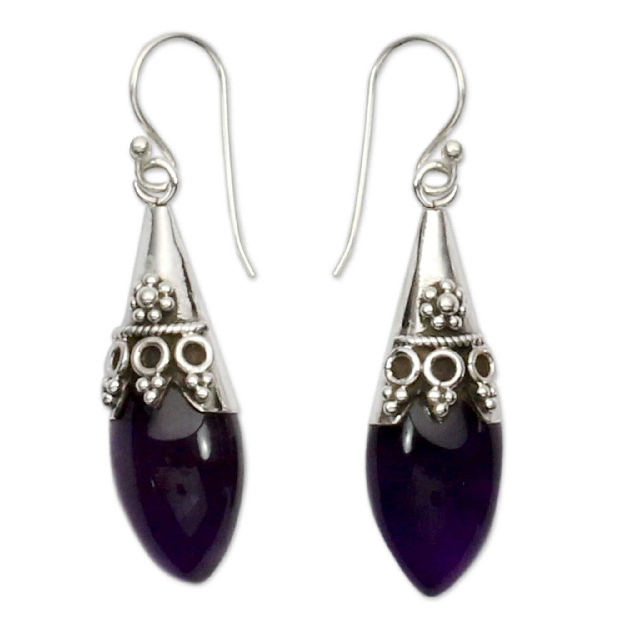 Kerala Princess Amethyst Dangle Earrings - Image 2