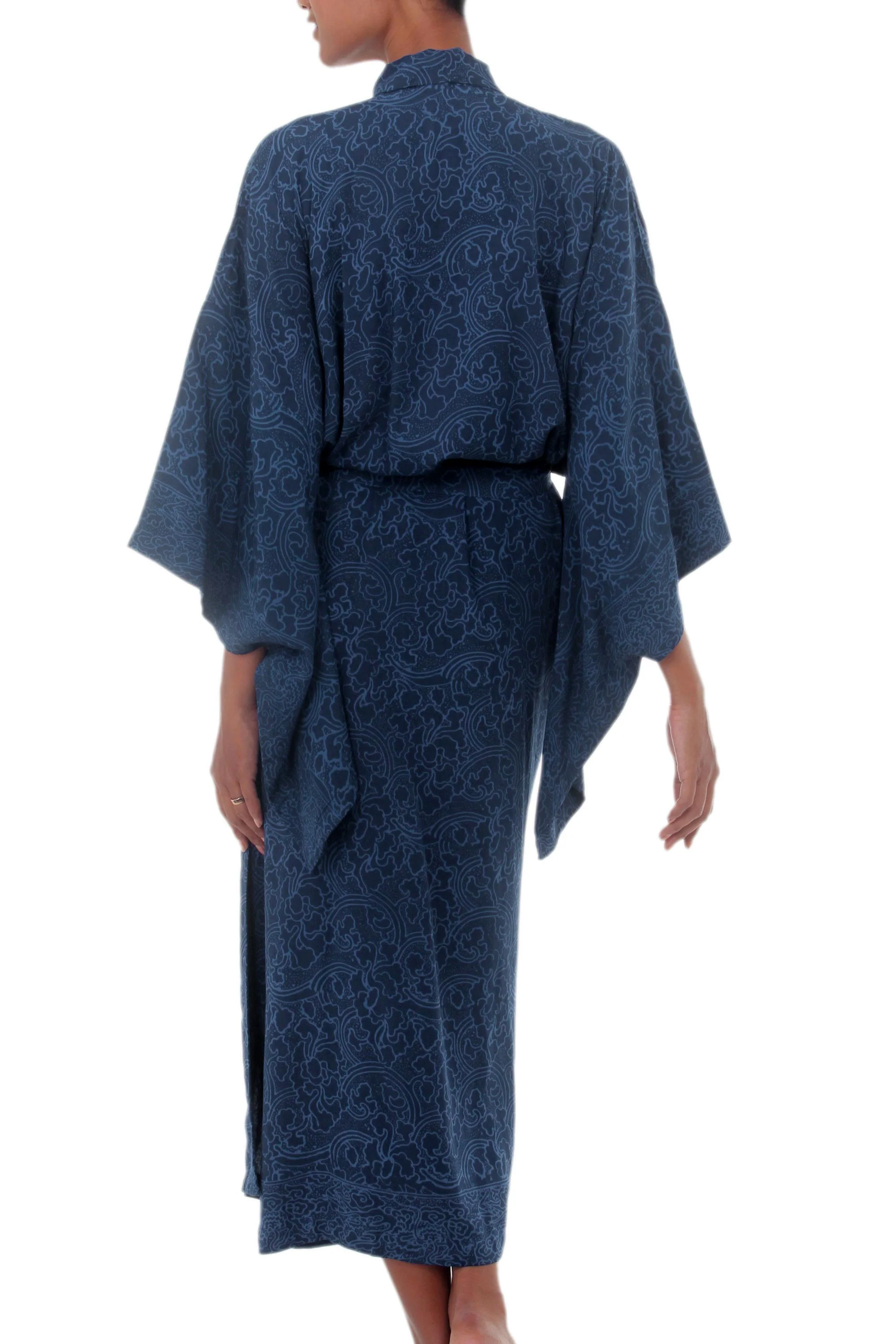 Kimono of Blue-Violet Orchids Robe - Image 3
