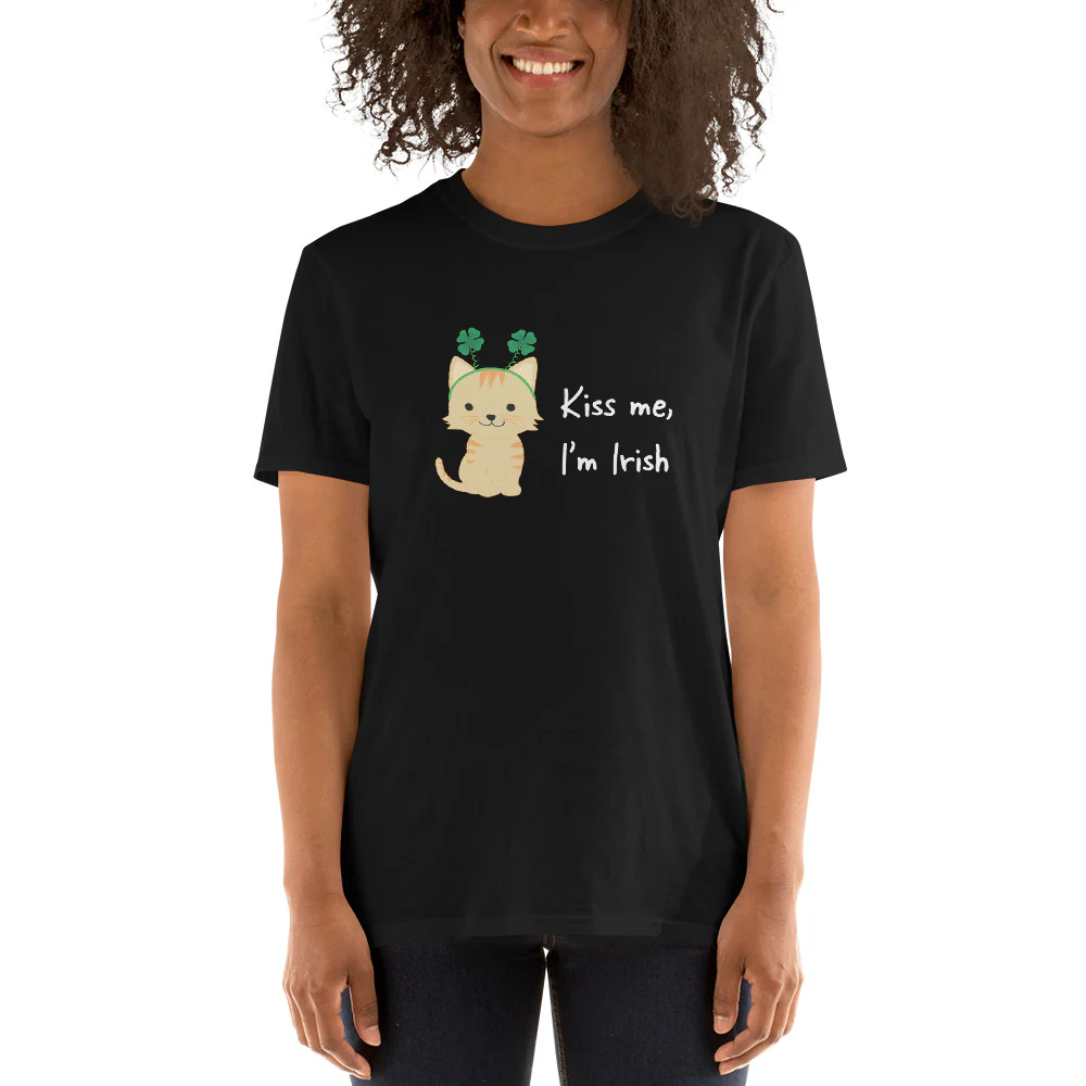 Kiss Me I'm Irish Cat T-Shirt - Image 2