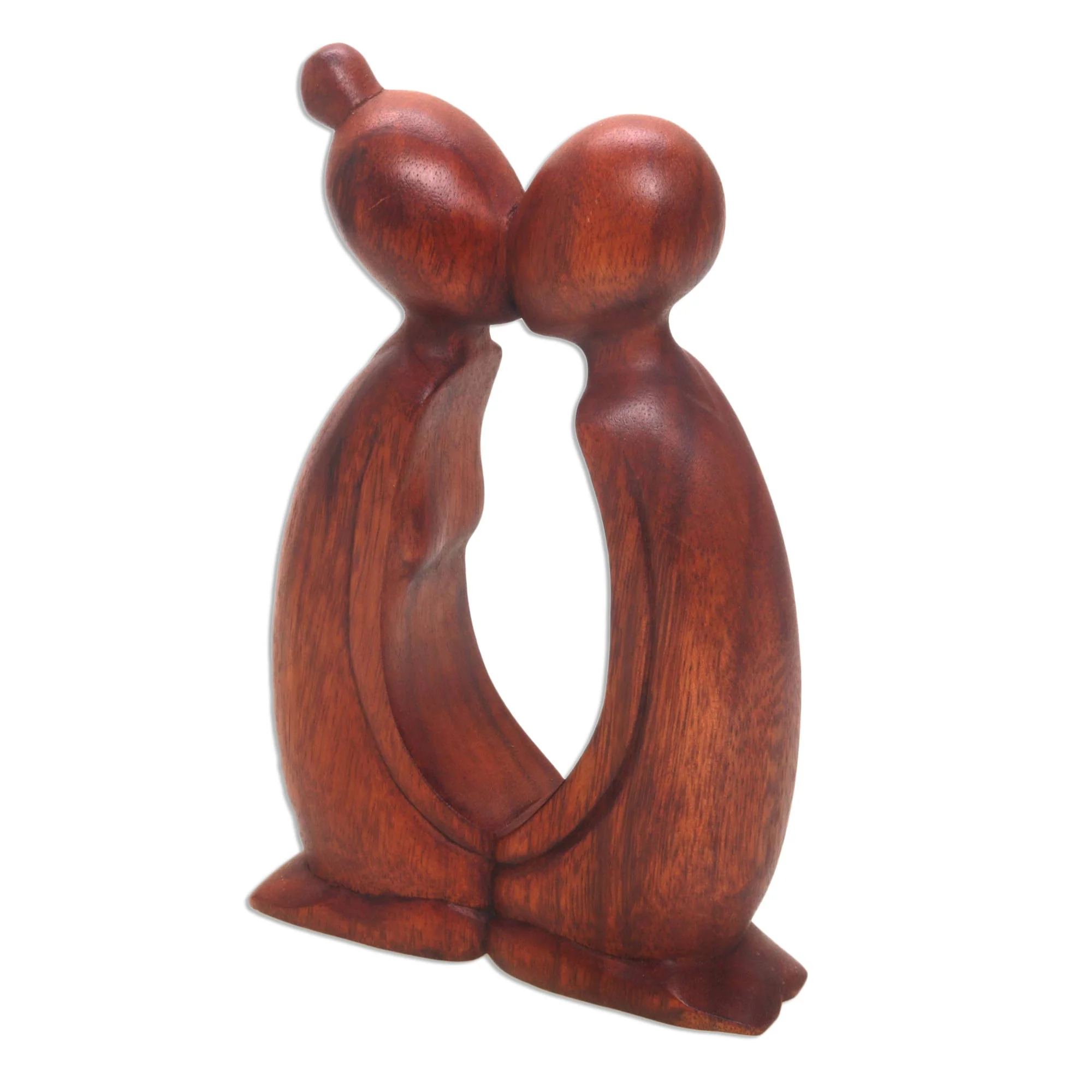 Kissing You Hand Carved Suar Wood Romantic Statuette from Bali - Image 4