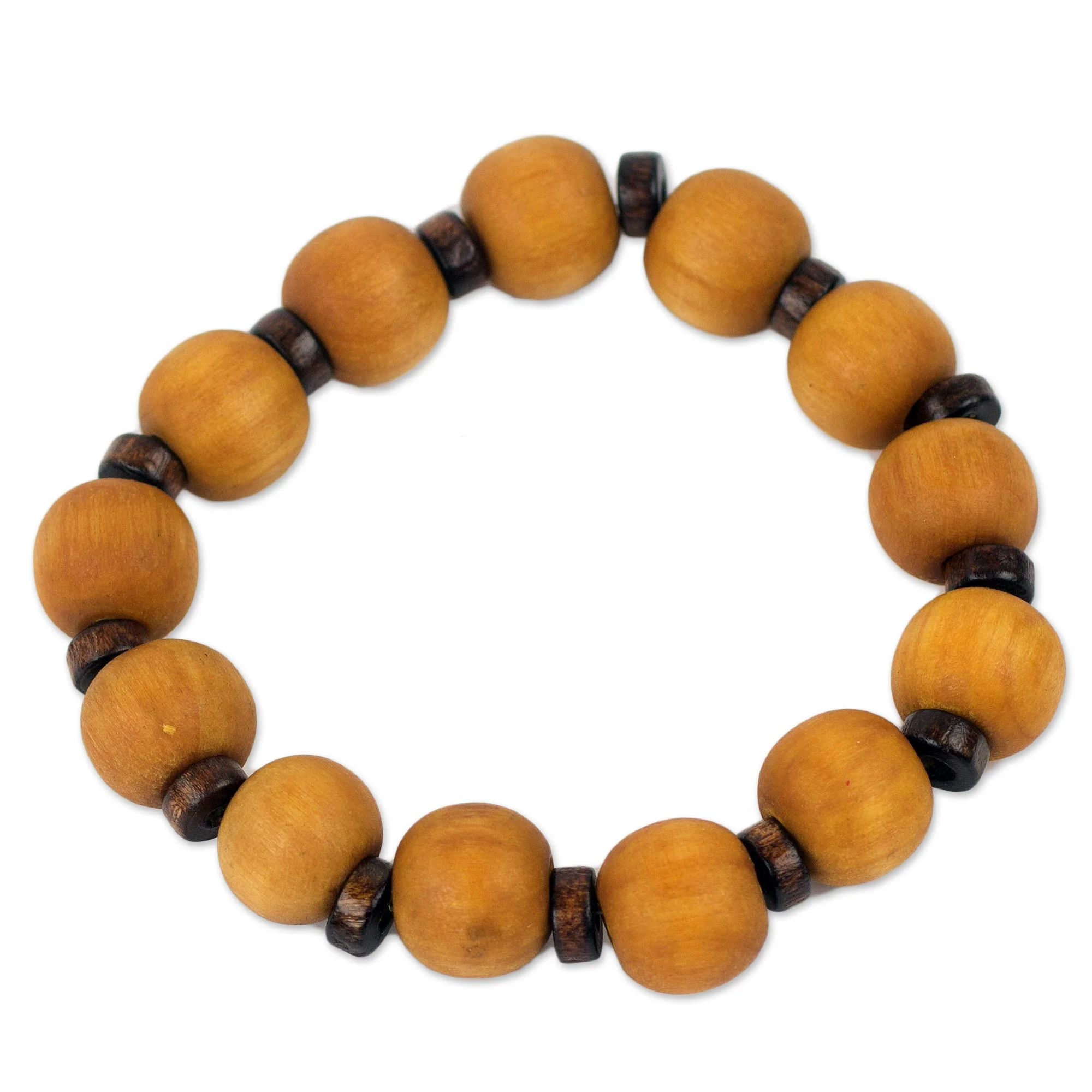 Labadi Warmth Handcrafted Stretch Bracelet with Wood Beads - Image 2