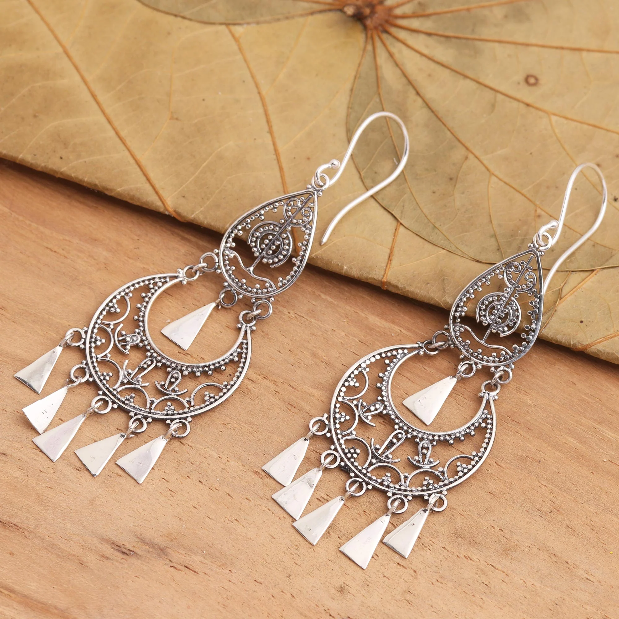 Lady Glamour Sterling Silver Chandelier Dangle Earrings - Image 3