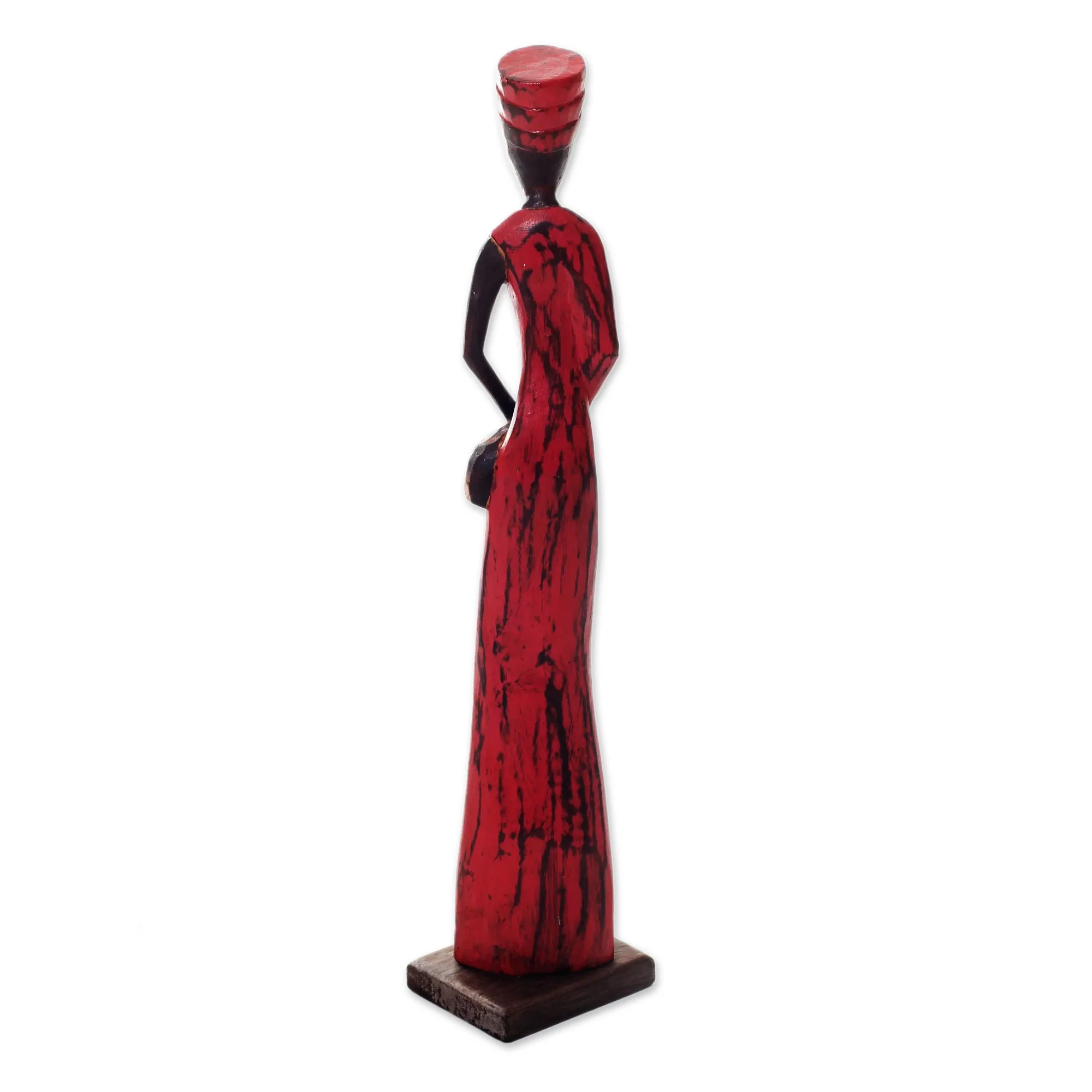 Lady Merchant Indonesian Merchant Woman Wood Sculpture from Bali Artisan - Image 4