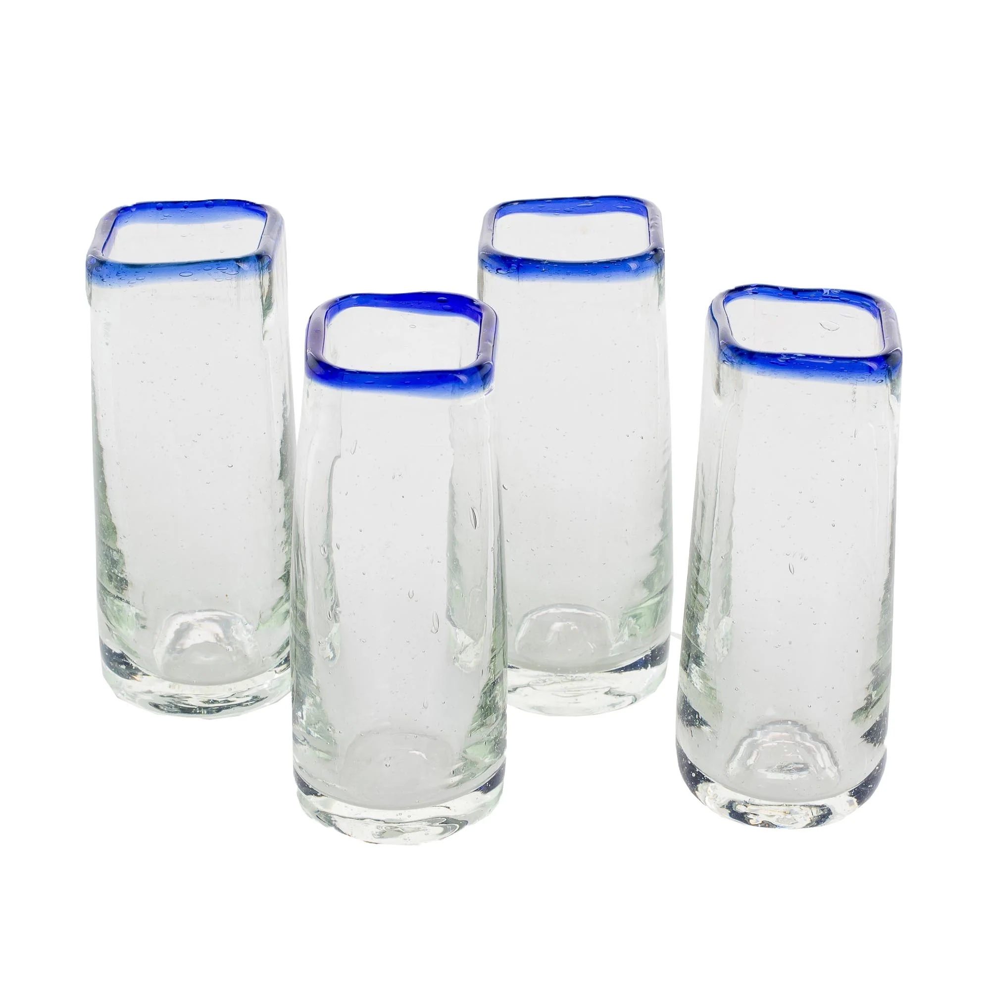 Lakeside Square-Rimmed Recycled Glass Tequila Glasses (Set of 4) - Image 2