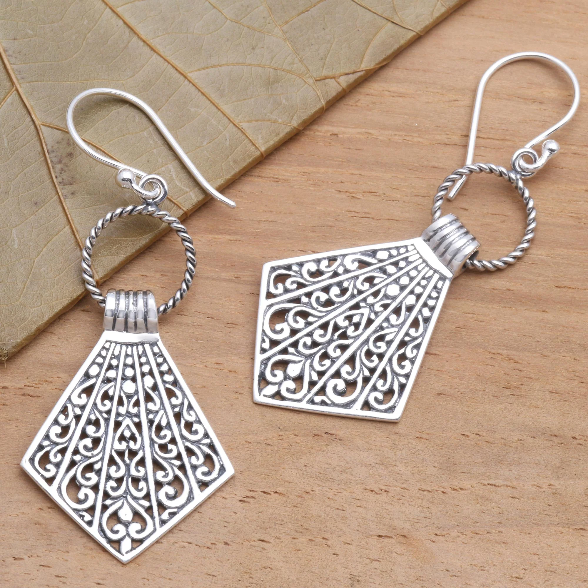 Lamak Flags Balinese Sterling Silver Dangle Earrings - Image 3