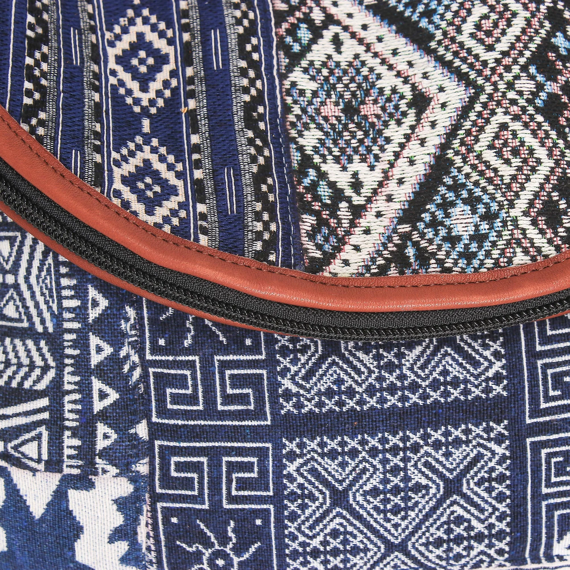 Lanna Patchwork Leather Accented Patchwork Cotton Blend Sling from Thailand - Image 5