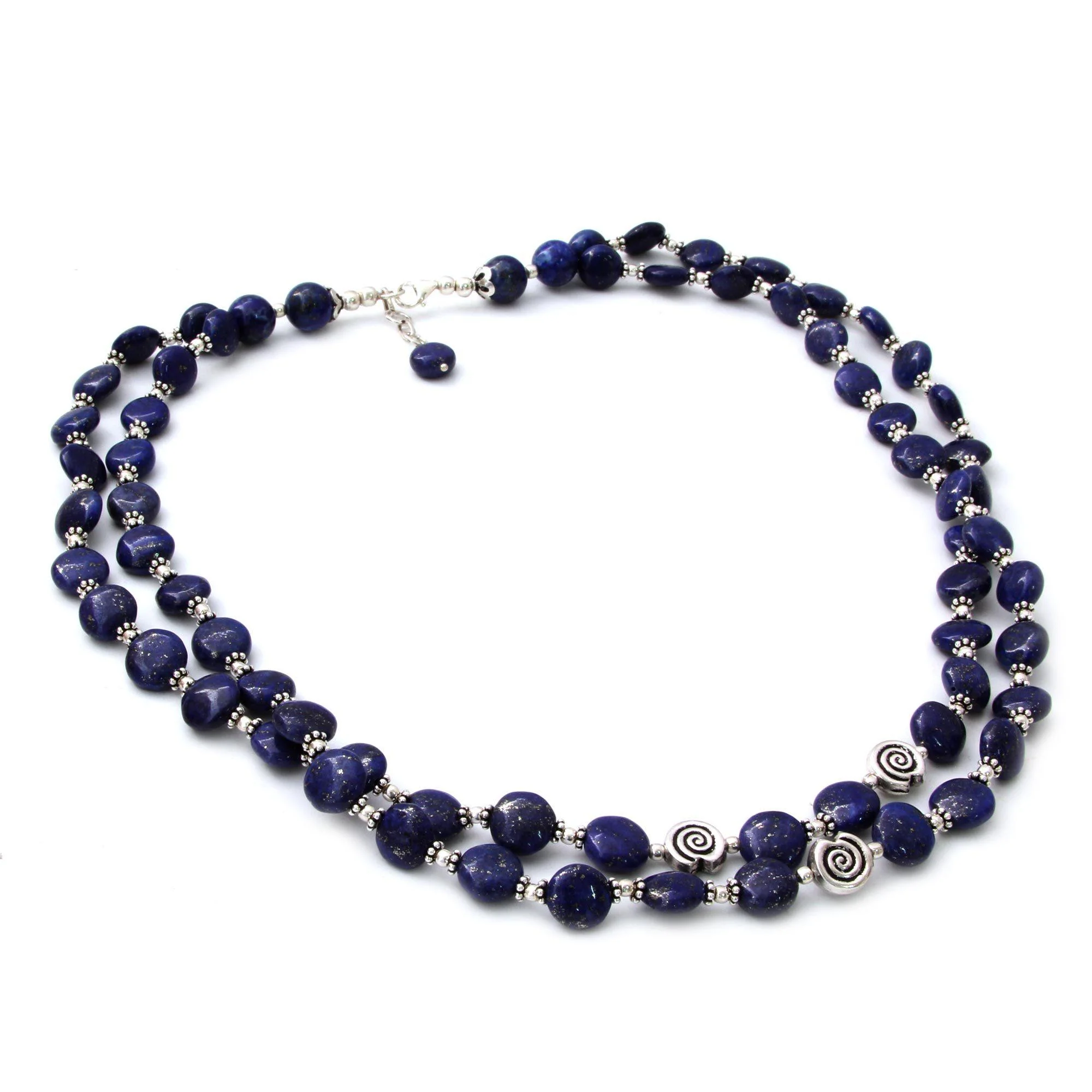 Lapis Lazuli Sterling Silver Beaded Necklace - Image 3