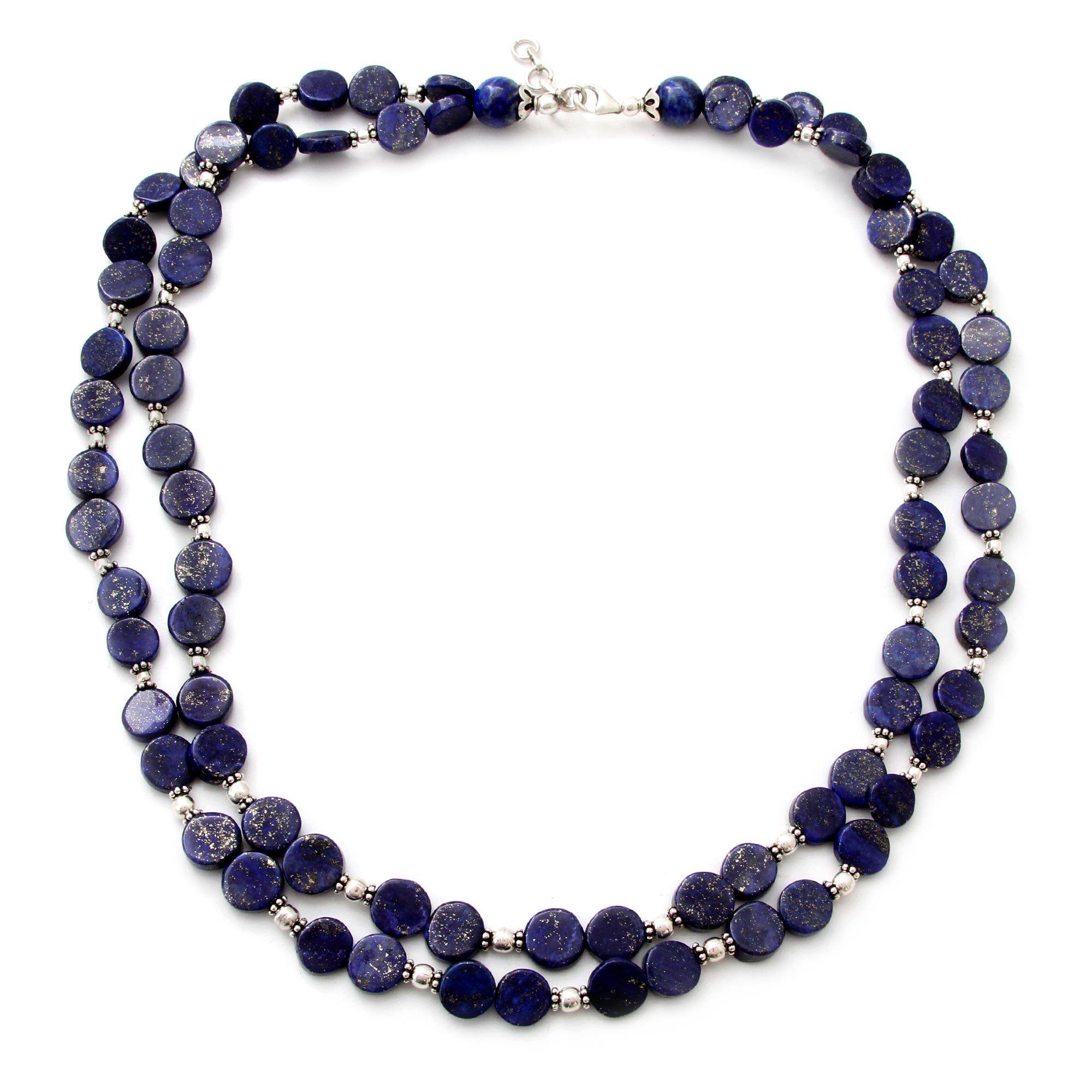 Lapis Lazuli & Sterling Silver Double Strand Necklace - Image 2