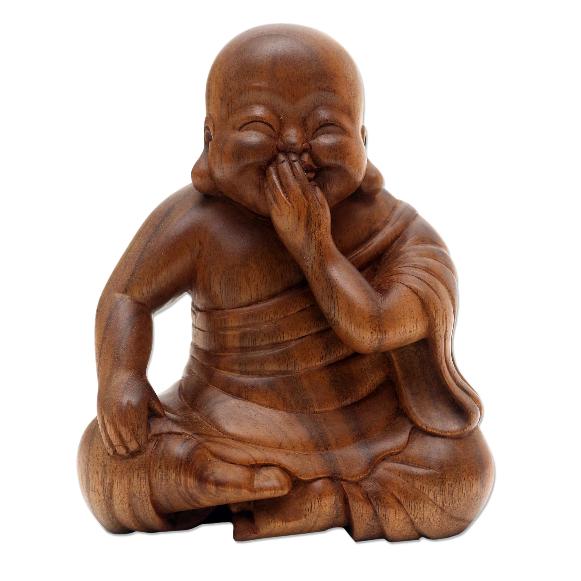 Laughing Chinese Buddha Laughing Chinese Buddha Suar Wood Statuette - Image 2