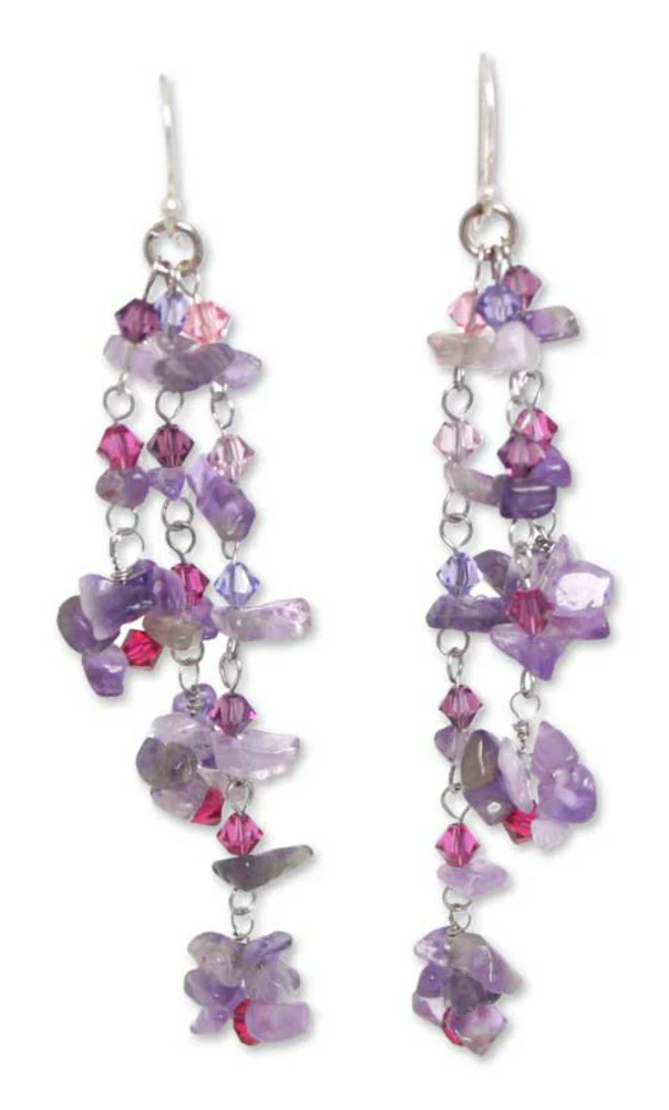 Lavender Rain Amethyst Hook Earrings - Image 2