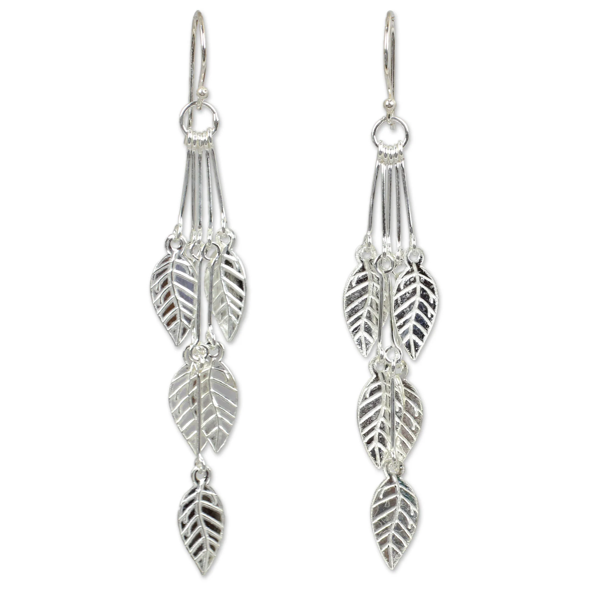 Leaf Chimes Sterling Silver Dangle Earrings - Image 2
