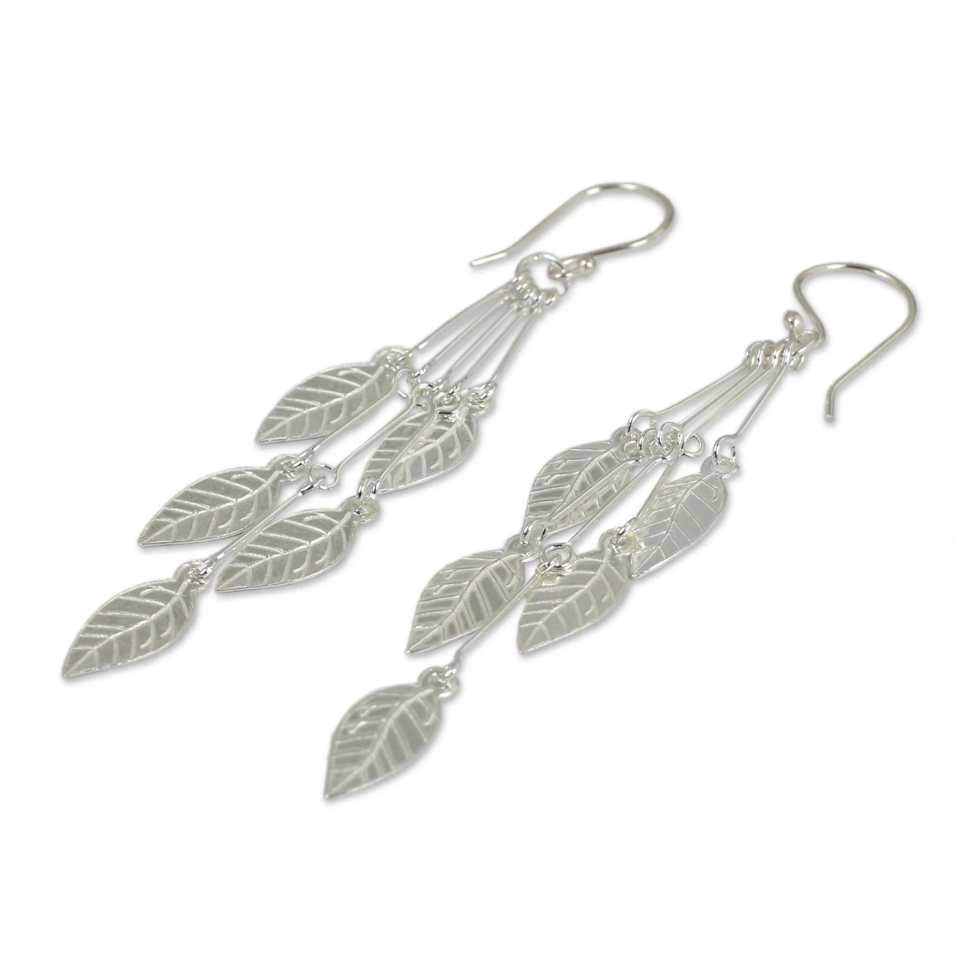 Leaf Chimes Sterling Silver Dangle Earrings - Image 3