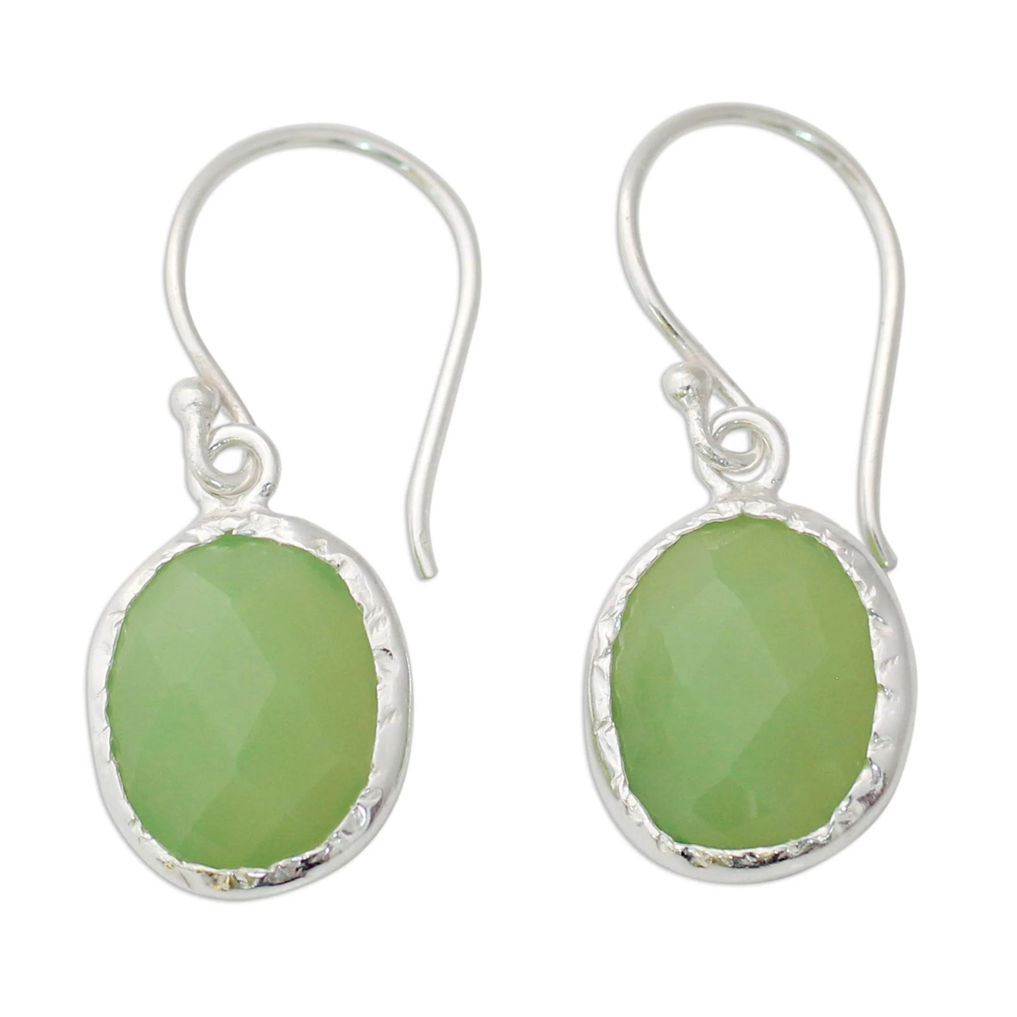 Leafy Beauty Hand Crafted Green Onyx and Sterling Silver Earrings - Image 2
