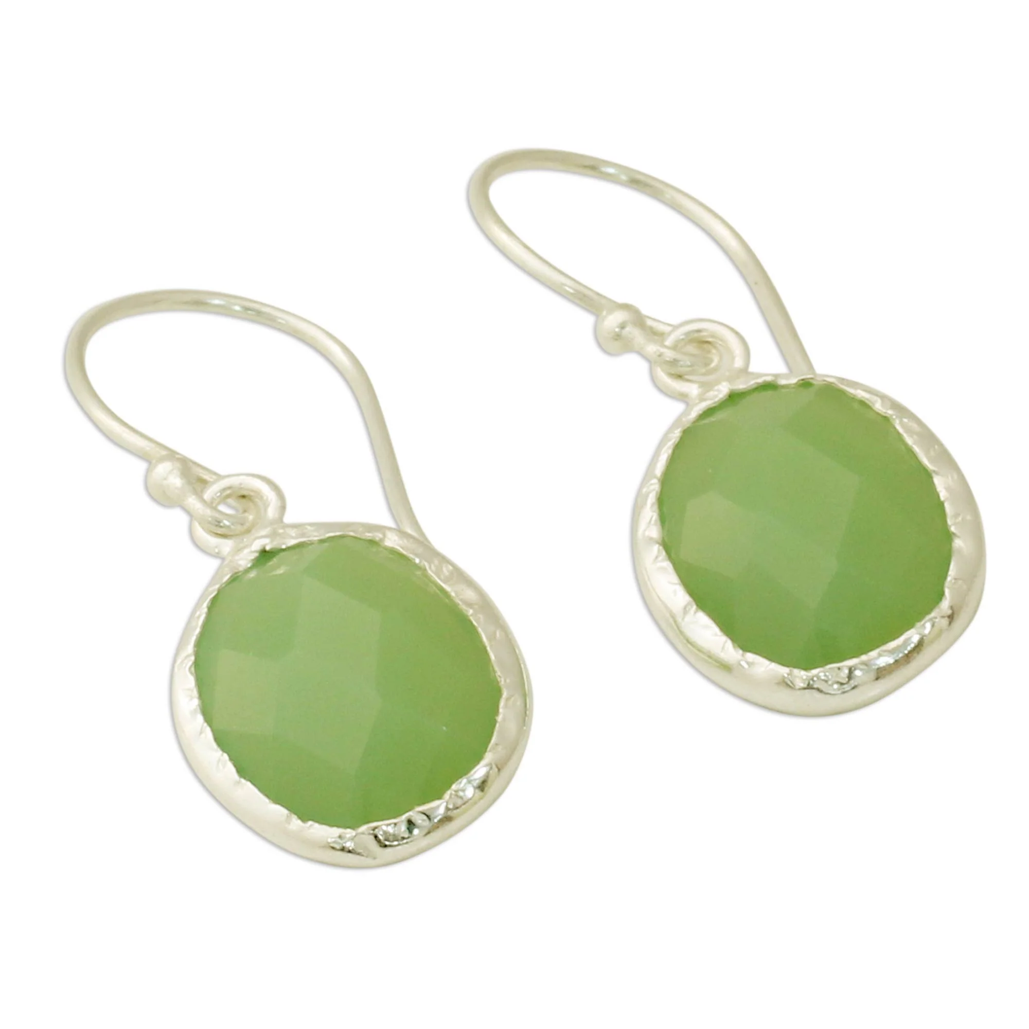 Leafy Beauty Hand Crafted Green Onyx and Sterling Silver Earrings - Image 3