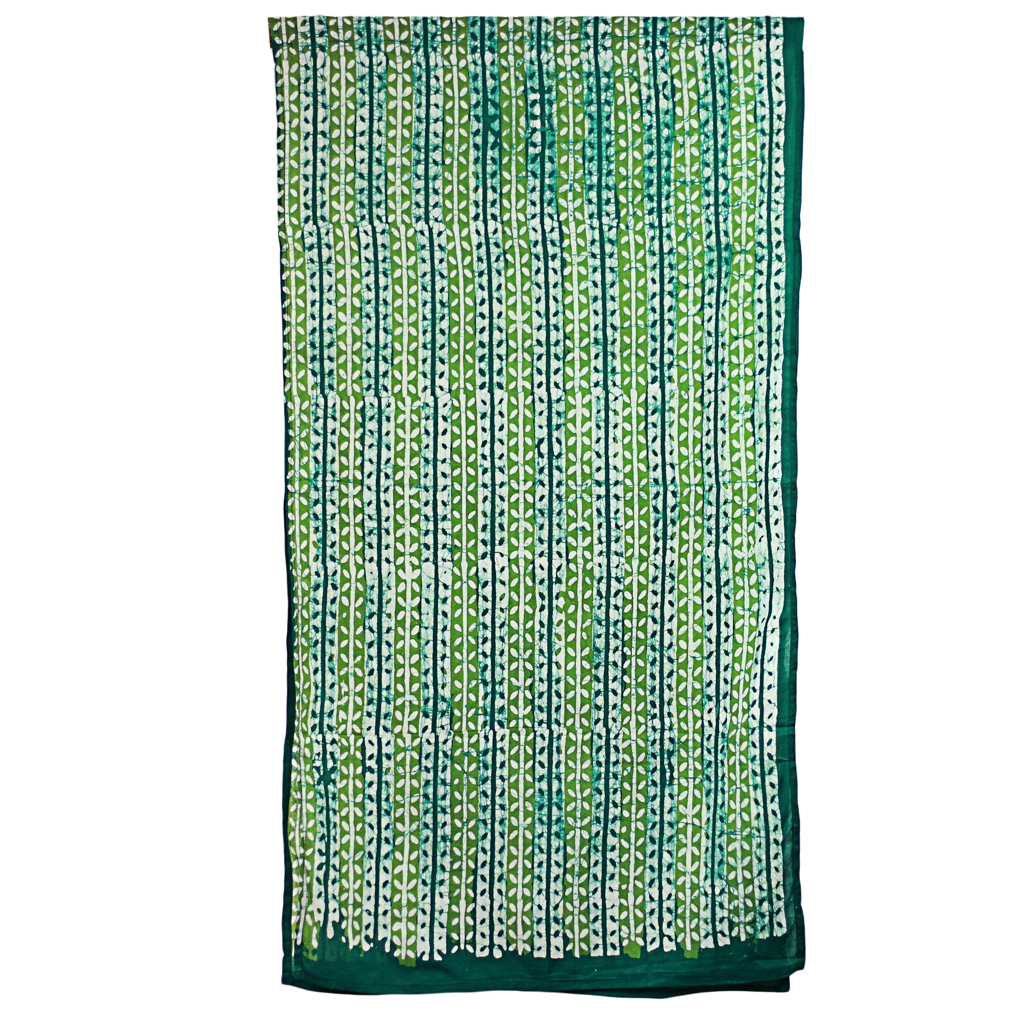 Leafy Vines Green Indian Woodblock Dyed Vine Pattern Batik Cotton Shawl - Image 4