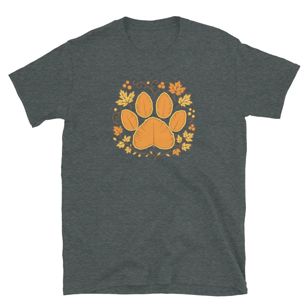Leaves of Autumn Paw Print T-Shirt - Image 5
